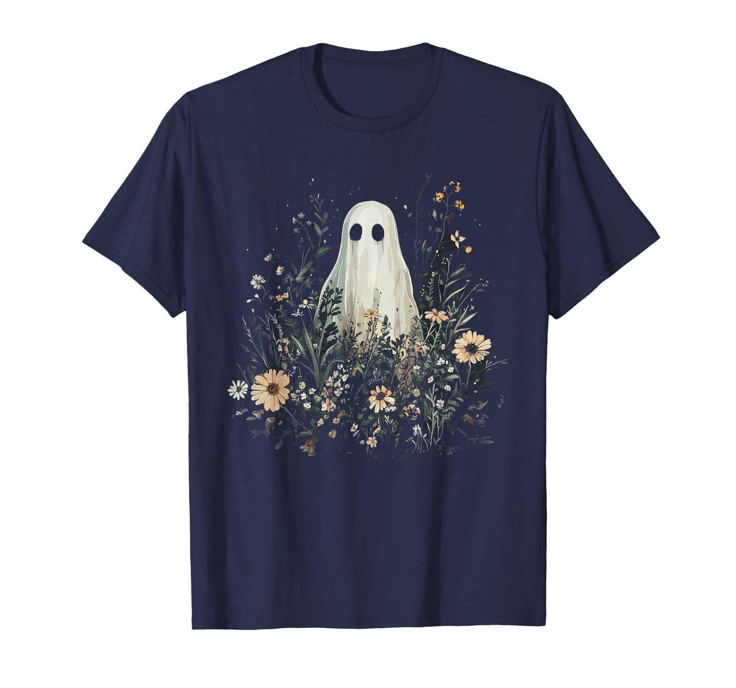 Vintage Floral Ghost Halloween Ghost in the Forest Gothic T-Shirt