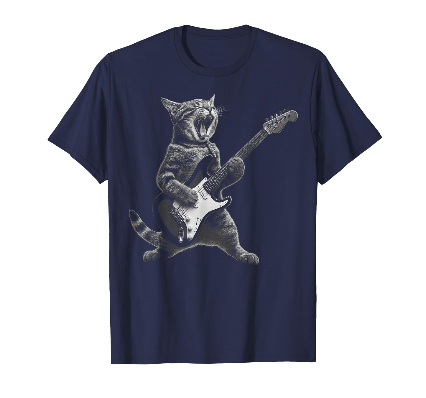 Funny Cat Playing Guitar Rock and Roll Gifts Men Women Kid T-Shirt