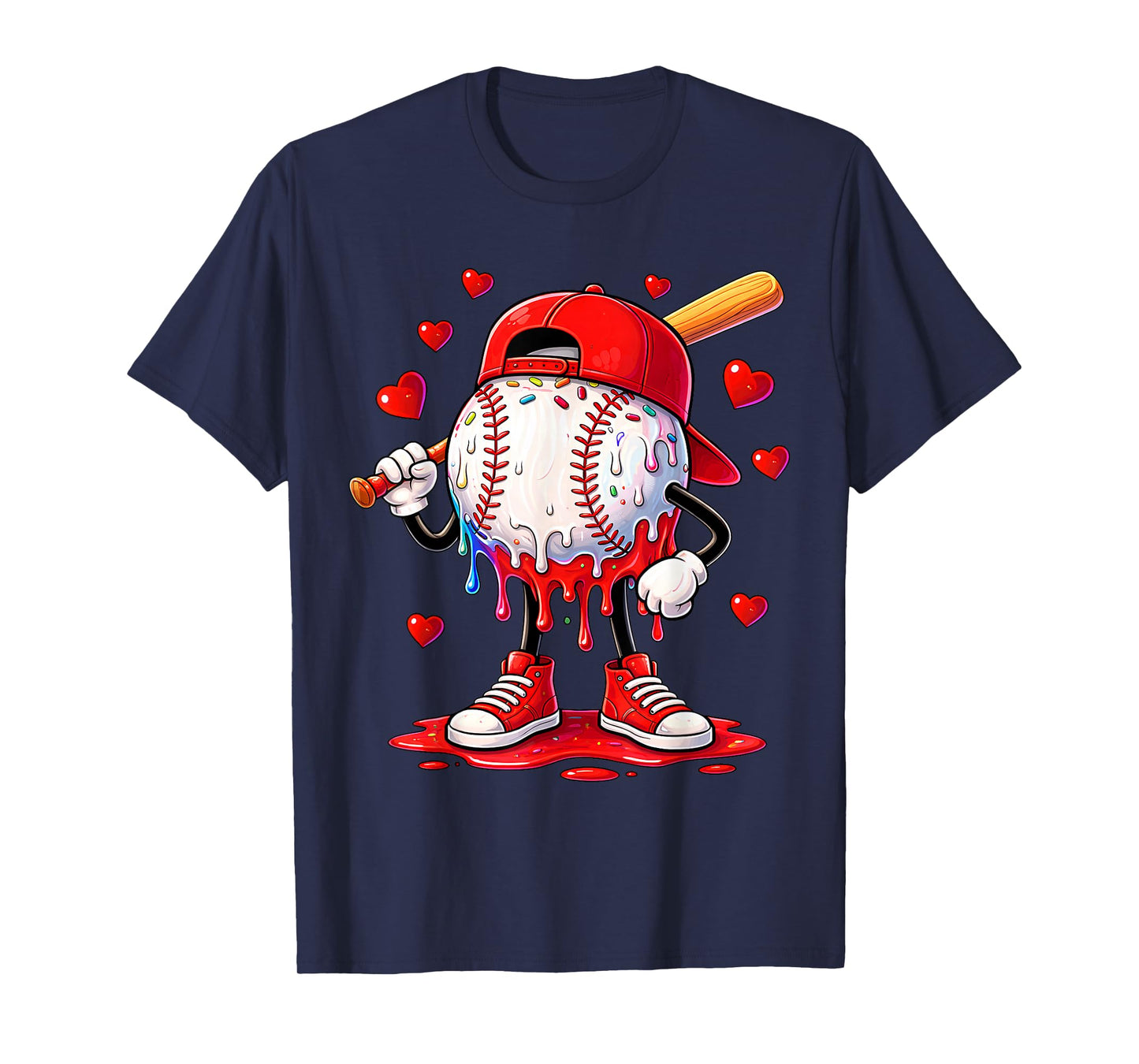 Valentine Baseball Heart Drip Sport Love Valentines Day Boys T-Shirt