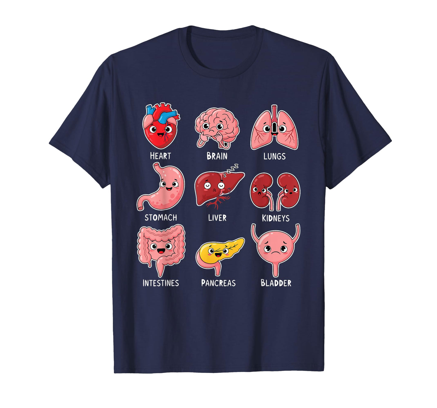 Cute Human Organs Cartoon Anatomy Science Humor T-Shirt