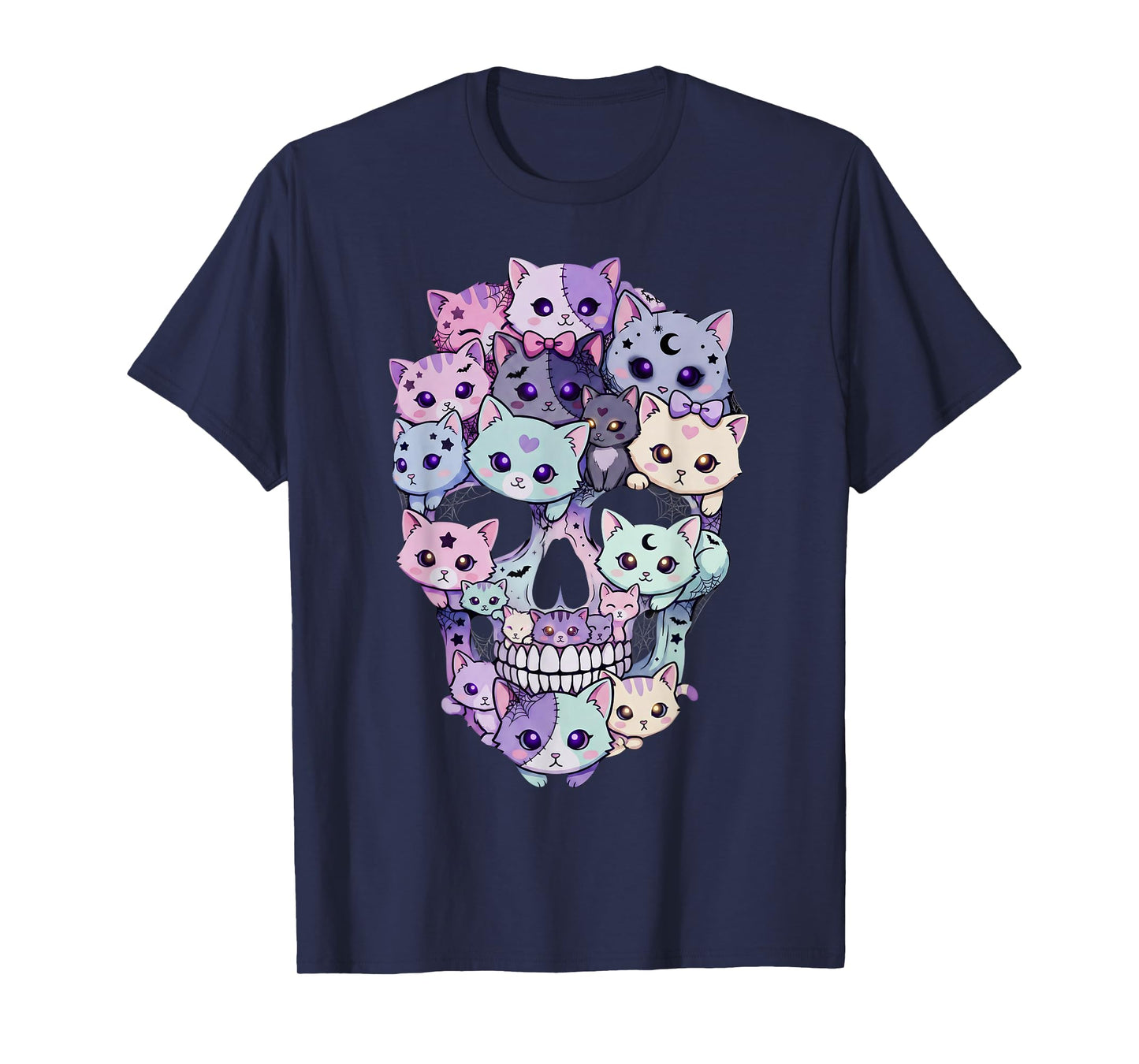 Creepy Cute Cat Skull Halloween Aesthetic Kawaii Kitty T-Shirt