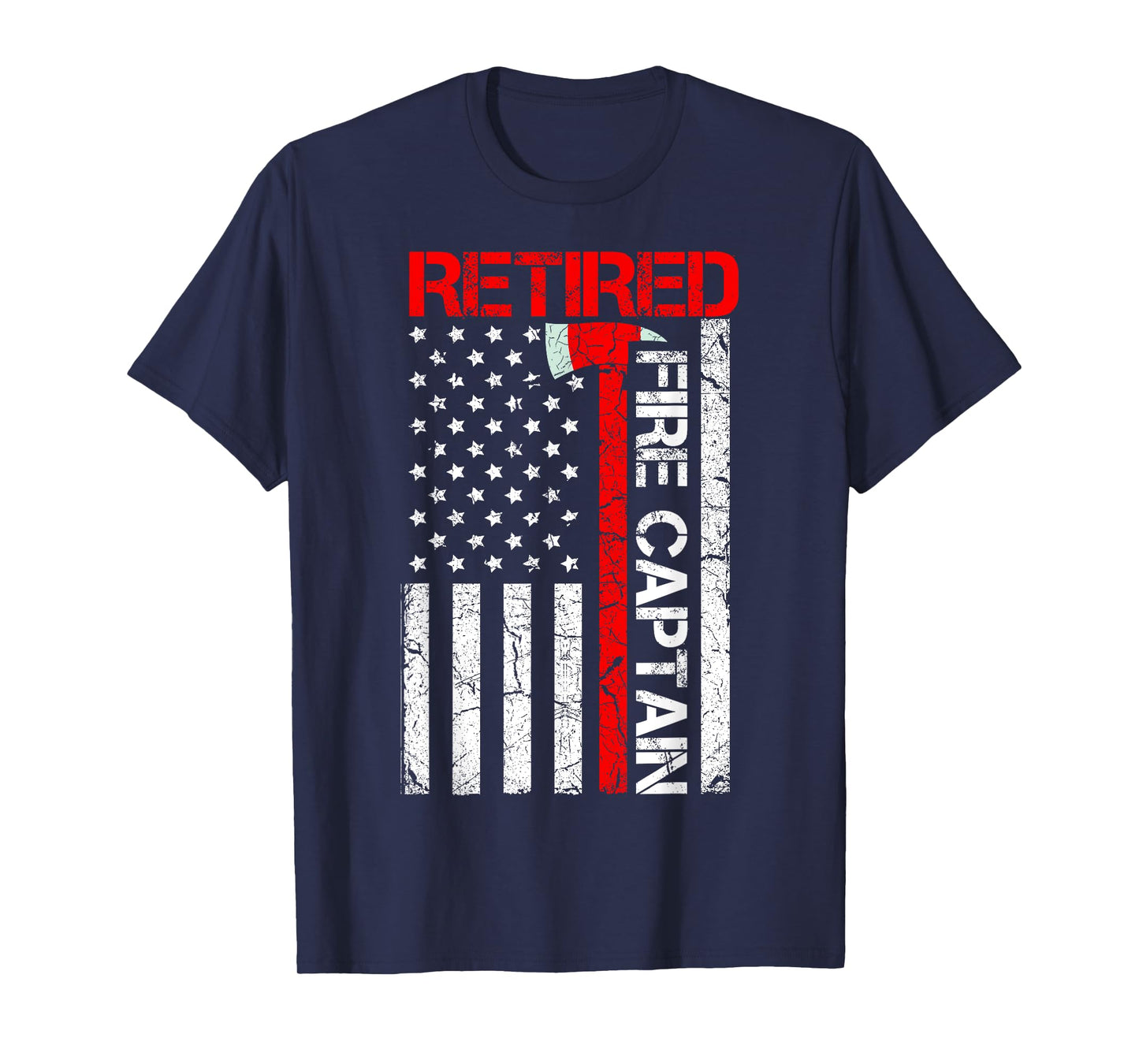 Retired Firefighter Fire Captain Retirement American Flag T-Shirt
