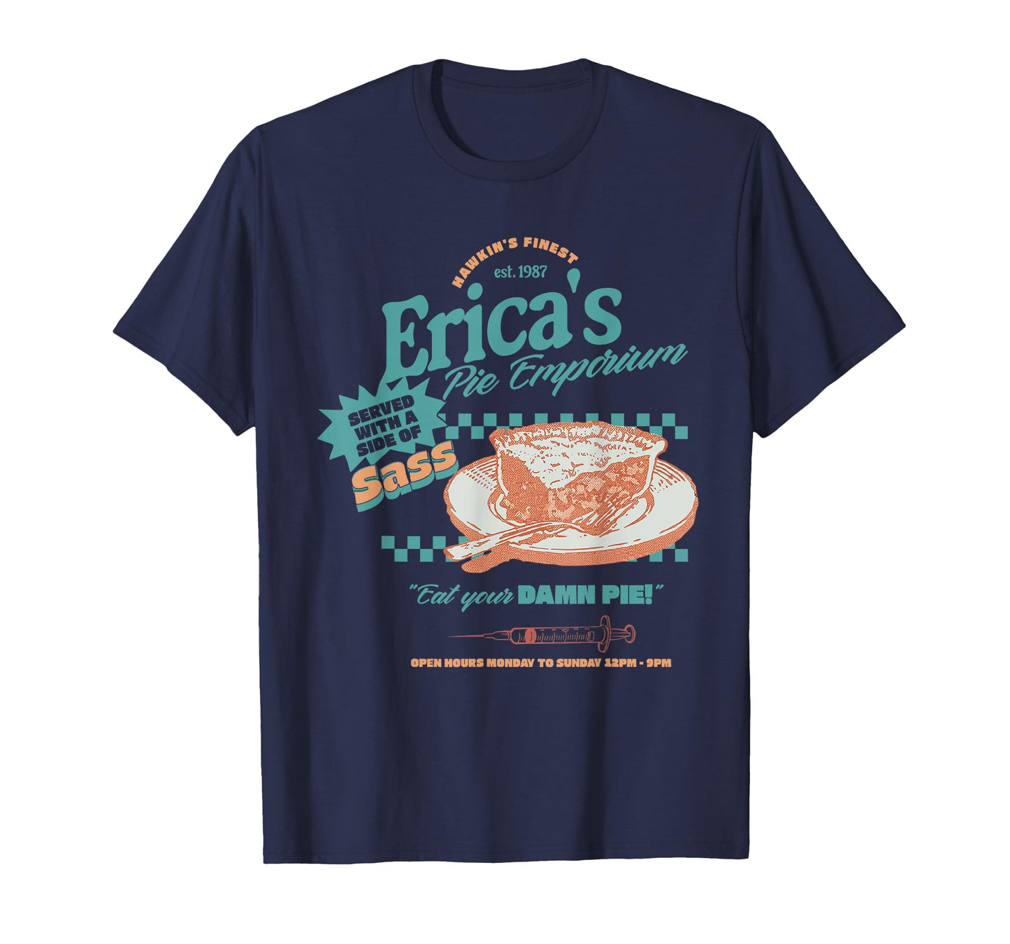 Retro 80s Diner Erica’s Pie Emporium Eat Your Damn Pie T-Shirt