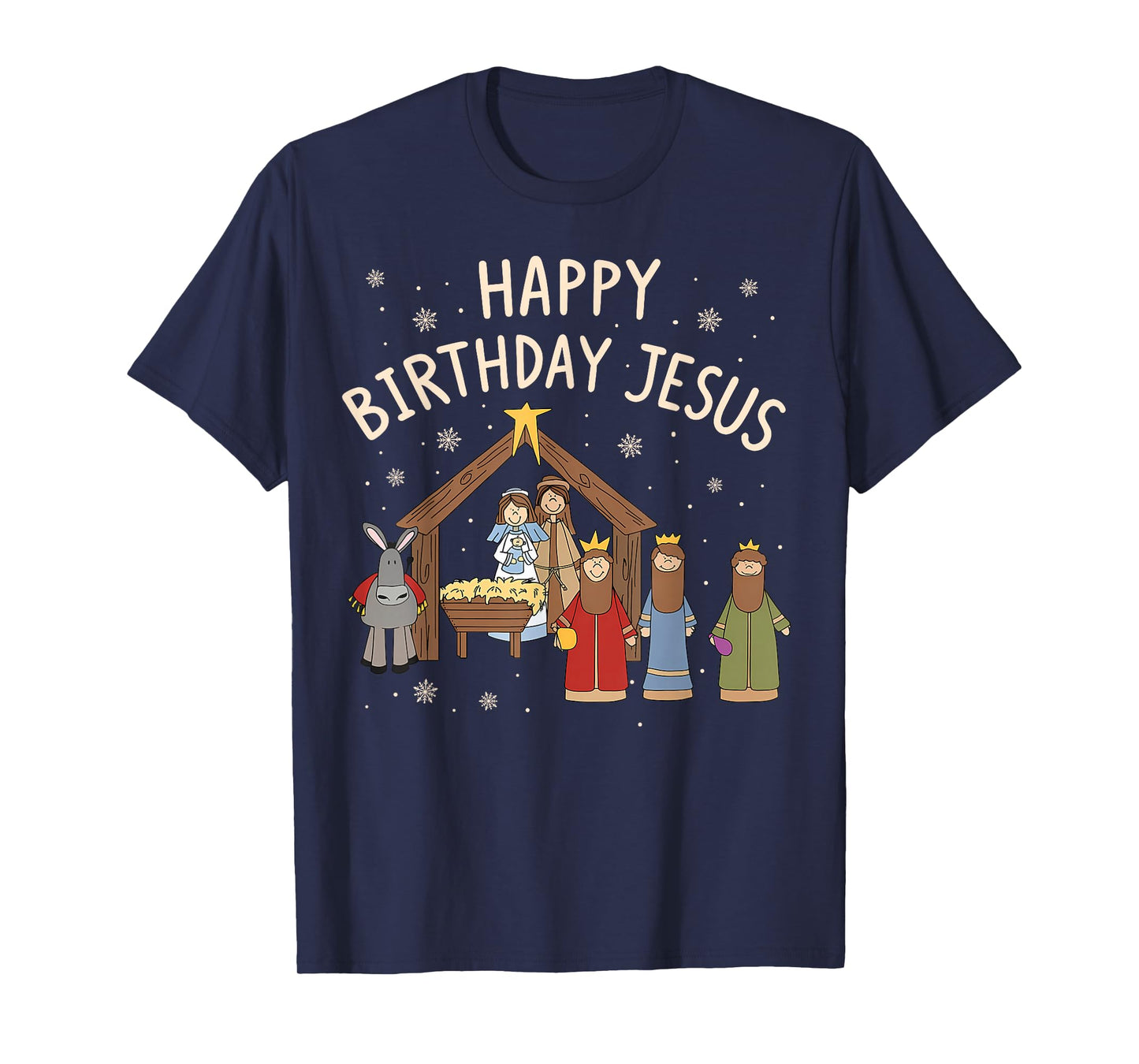 Nativity Happy Birthday Jesus Christmas Christian T-Shirt