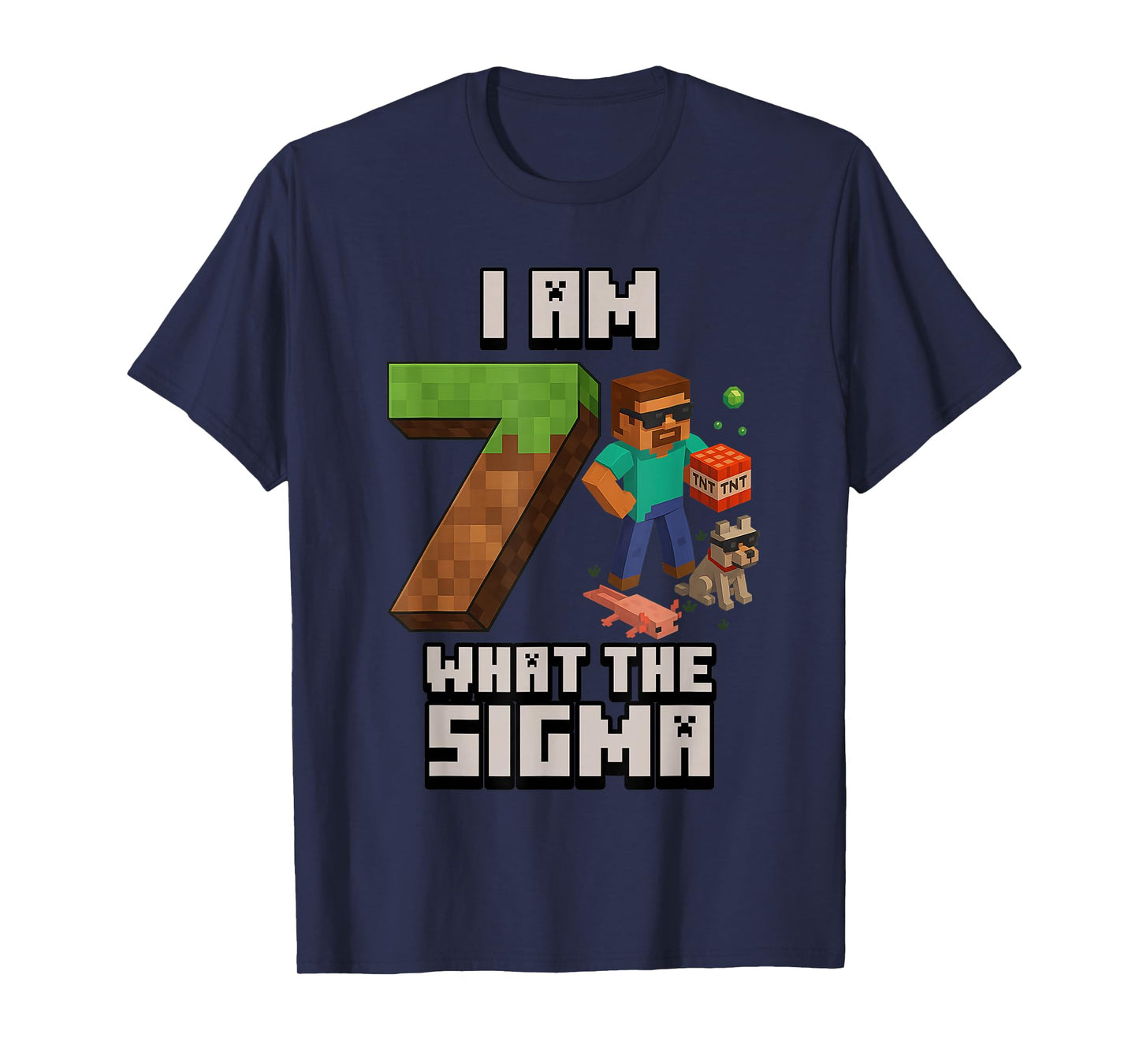 7th Birthday What The Sigma Pixel 7 Bday Gamer Boys Kids T-Shirt