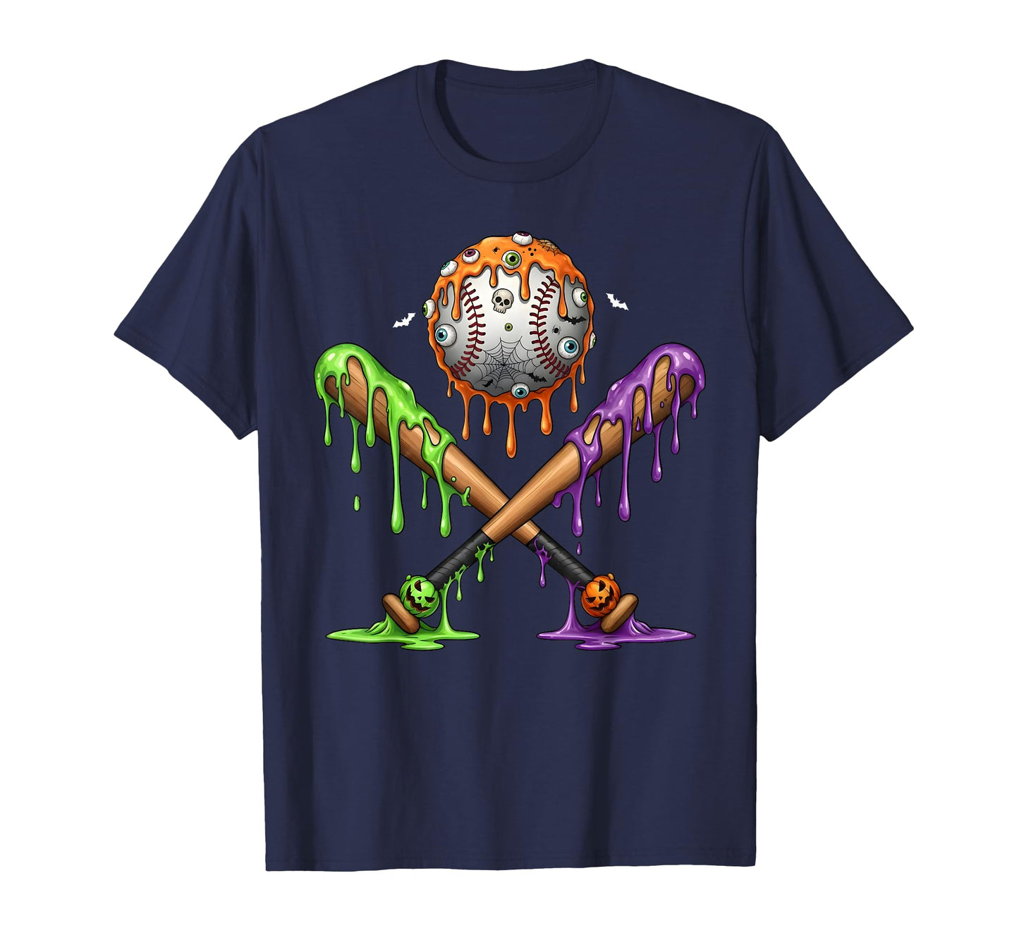 Baseball Bats Drip for Boys Ice Cream Drip Halloween T-Shirt