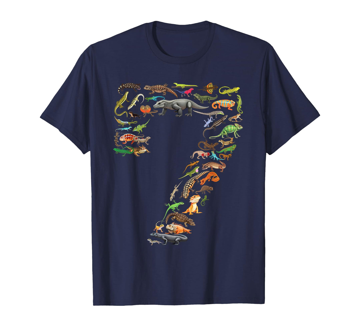 7 Years Old 7th Birthday Lizards Reptiles Figures Number T-Shirt