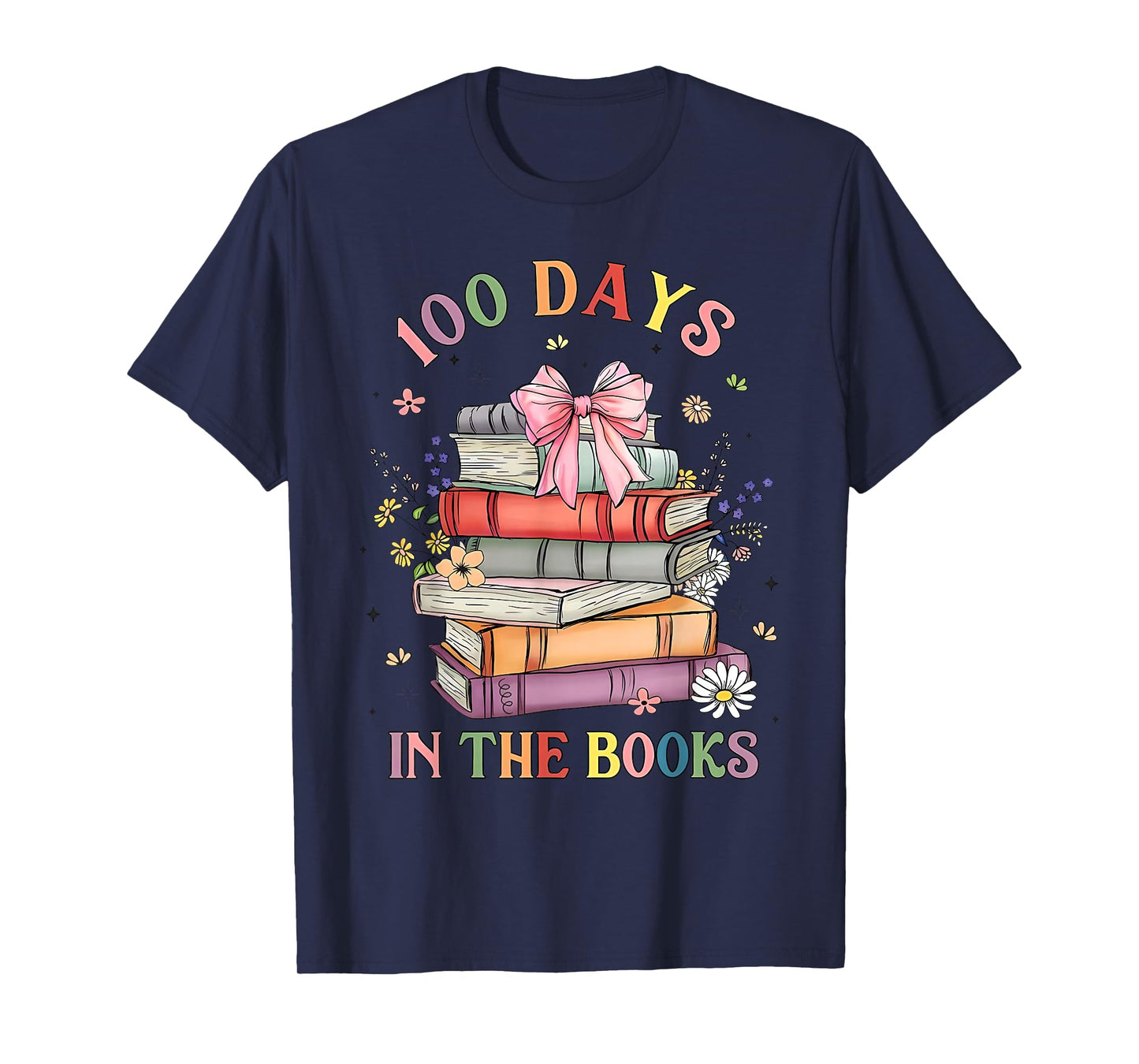 100 Days in The Books Reading Teacher 100th Day of School T-Shirt