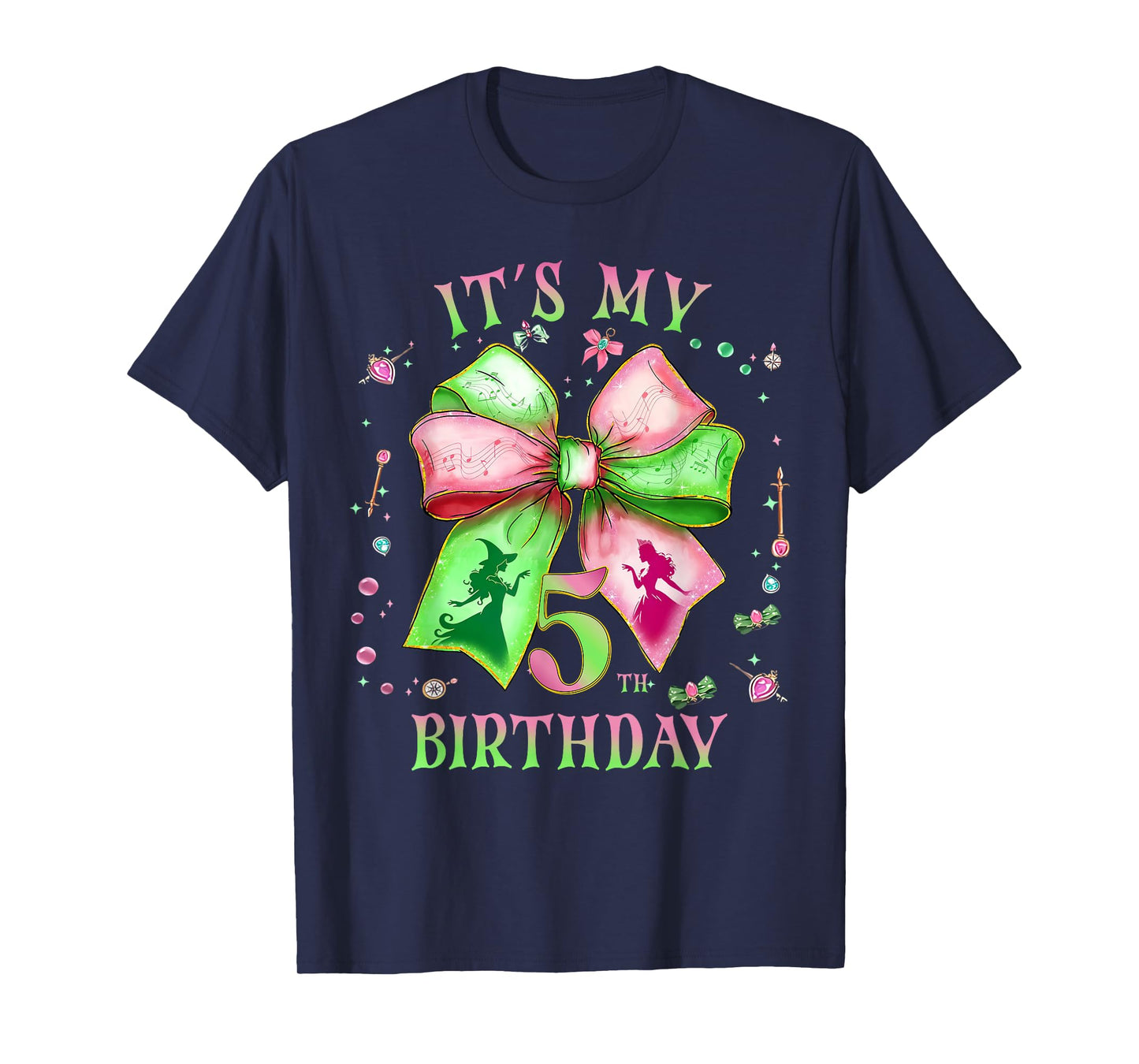 It's My 5th Birthday Girl Witch Pink And Green 5 Year Old T-Shirt