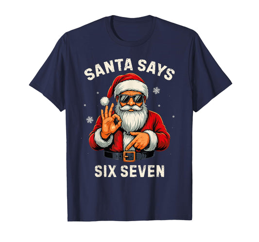 67 Christmas Santa Says Six Seven Meme Santa Boys Christmas T-Shirt
