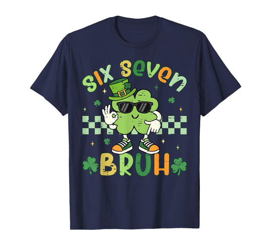 Funny Six Seven Bruh Shamrock St Patricks Day Kids Boys Girl T-Shirt