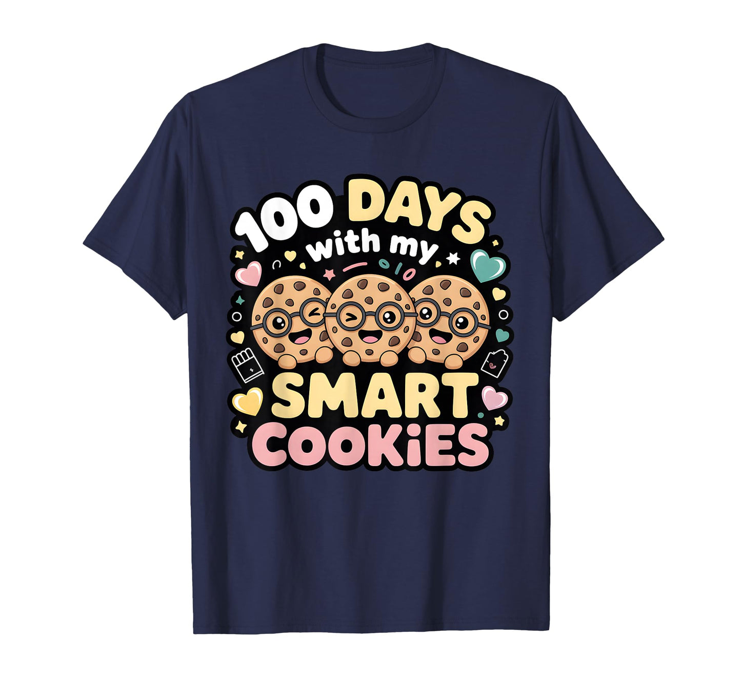Retro Teacher Smart Cookies 100 Days of School for Women Men T-Shirt
