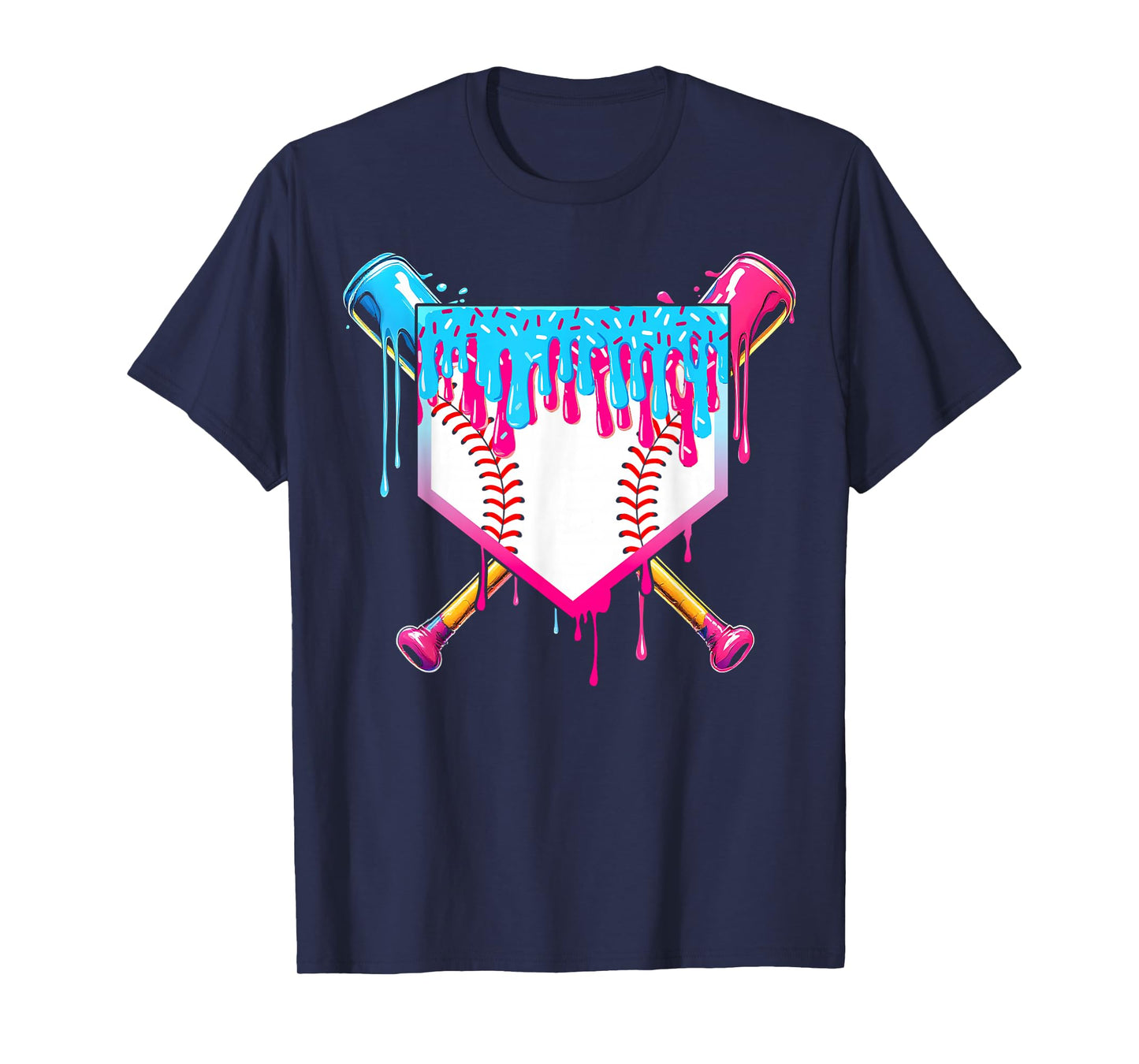 Baseball Drip Boy Ice Cream Sprinkle Youth Baseball Birthday T-Shirt