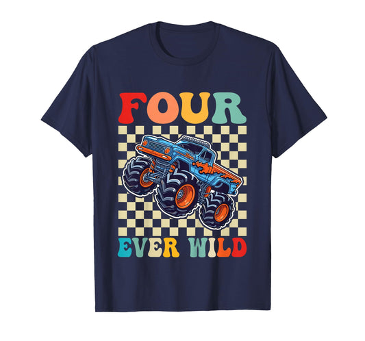 4th Birthday Monster Truck 4 Year Old Boys 4th Party T-Shirt