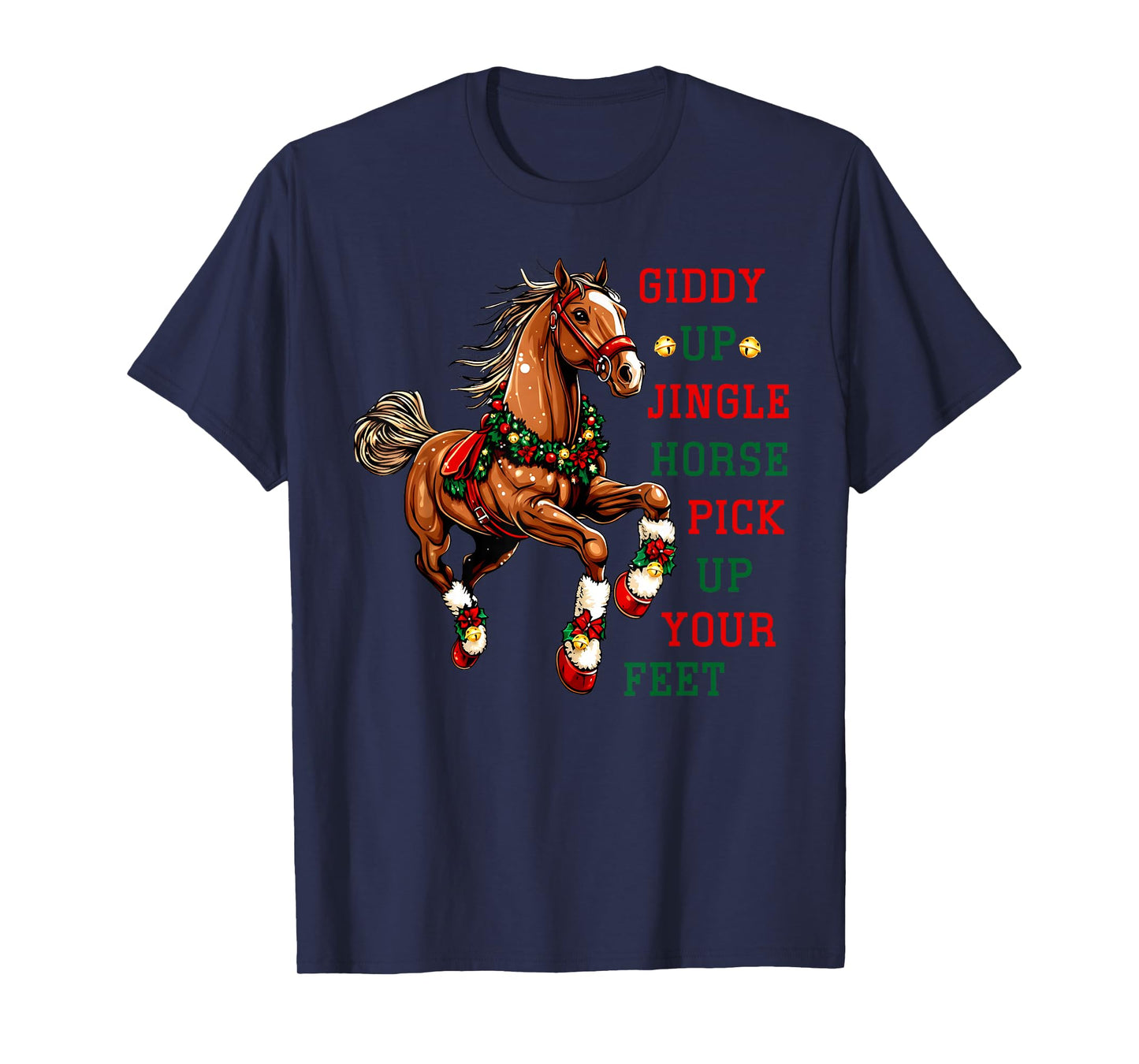 Giddy Up Jingle Horse Western Christmas Horse Country Riding T-Shirt