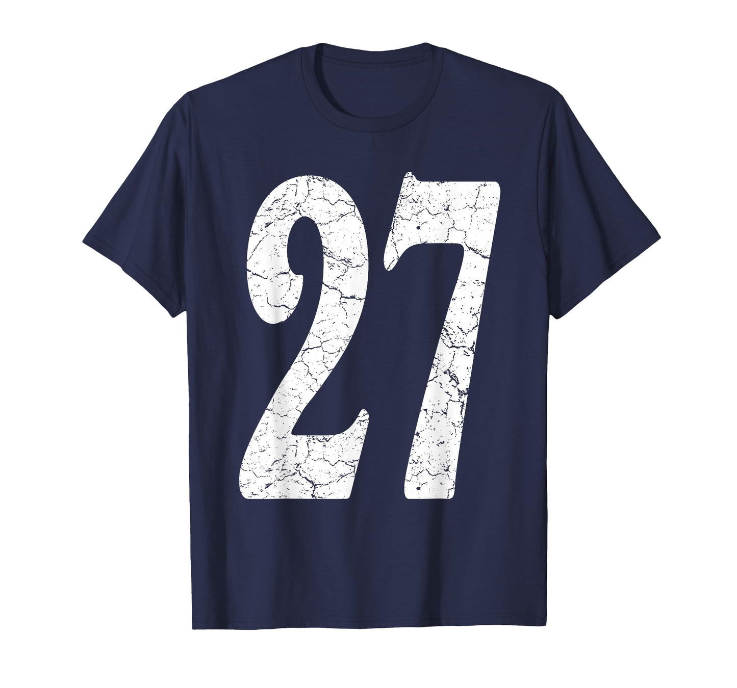 Distressed White Number 27 Jersey Uniform Player Fan T-Shirt