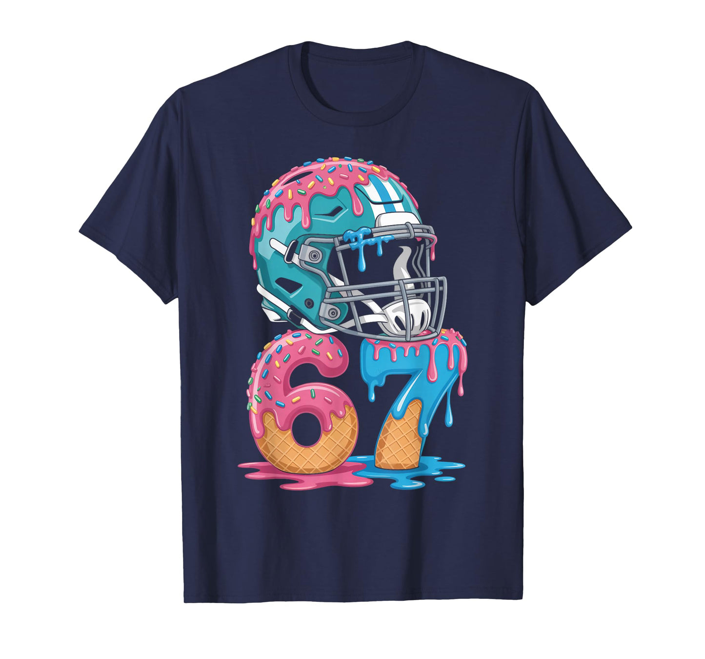 67 Number 67th Sports American Football Ice Cream Drip T-Shirt