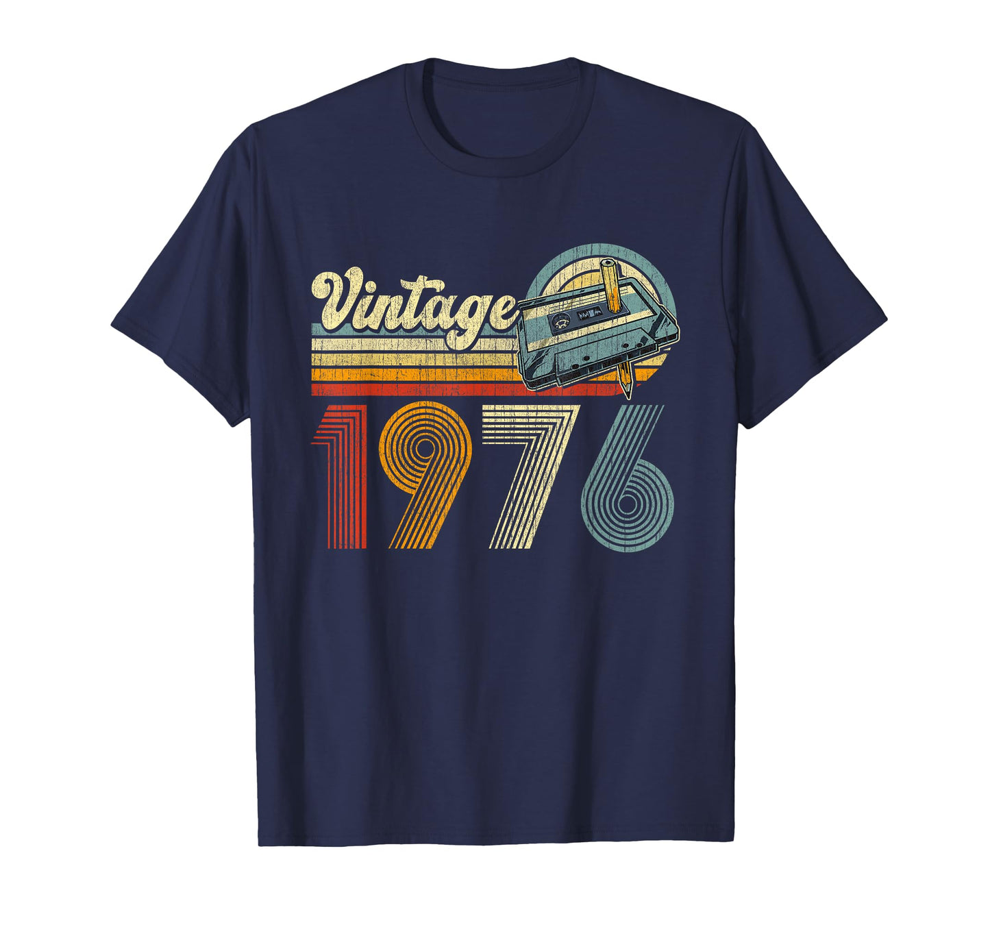 Vintage Born in 1976 Cassette Tape 50th Birthday 50 Year Old T-Shirt