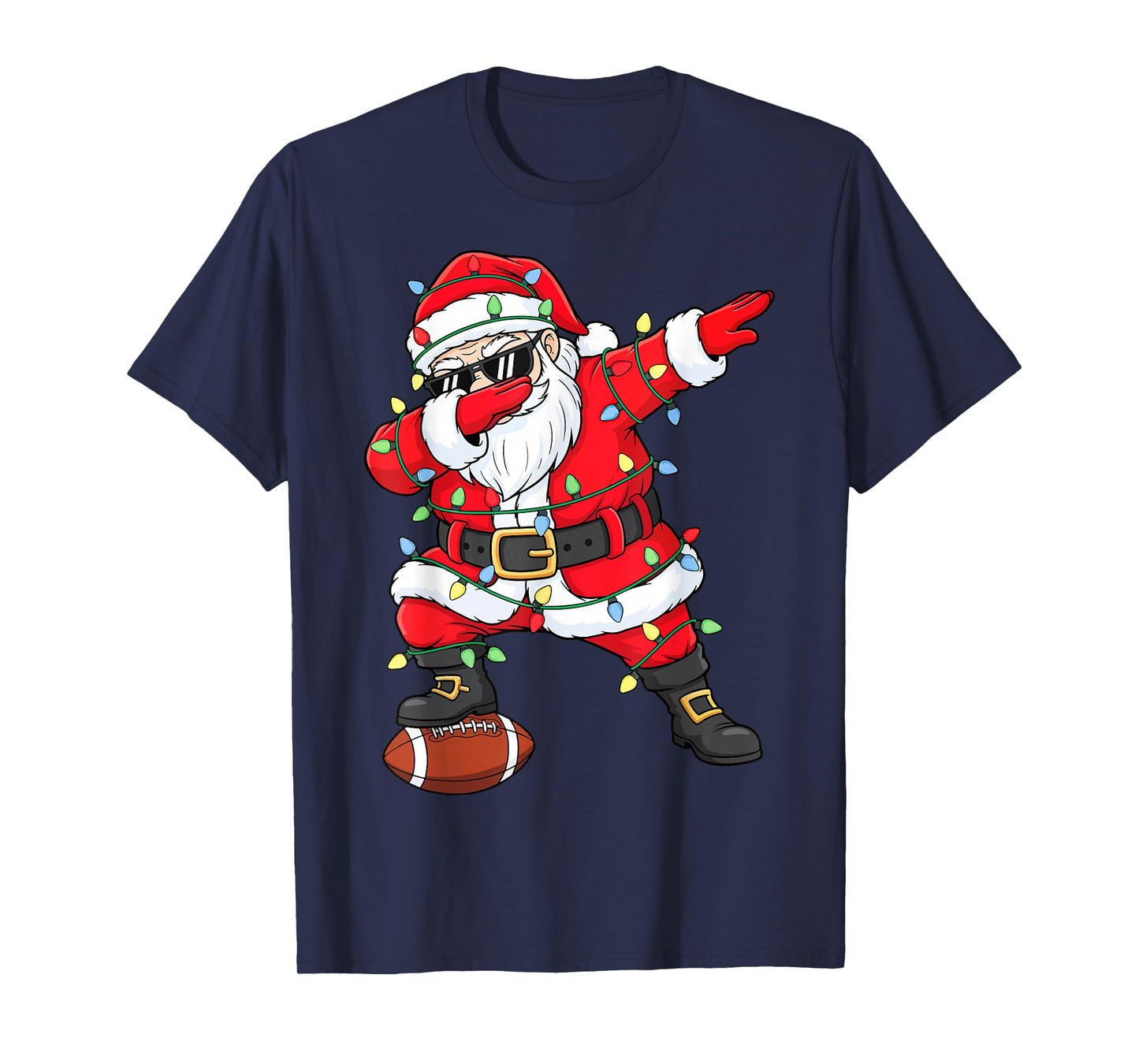 Dabbing Santa Funny Christmas Football Men Women Boys Girls T-Shirt