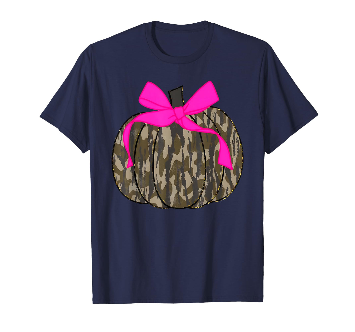 Camo Pumpkin Pink Coquette Bow Thanksgiving T-Shirt