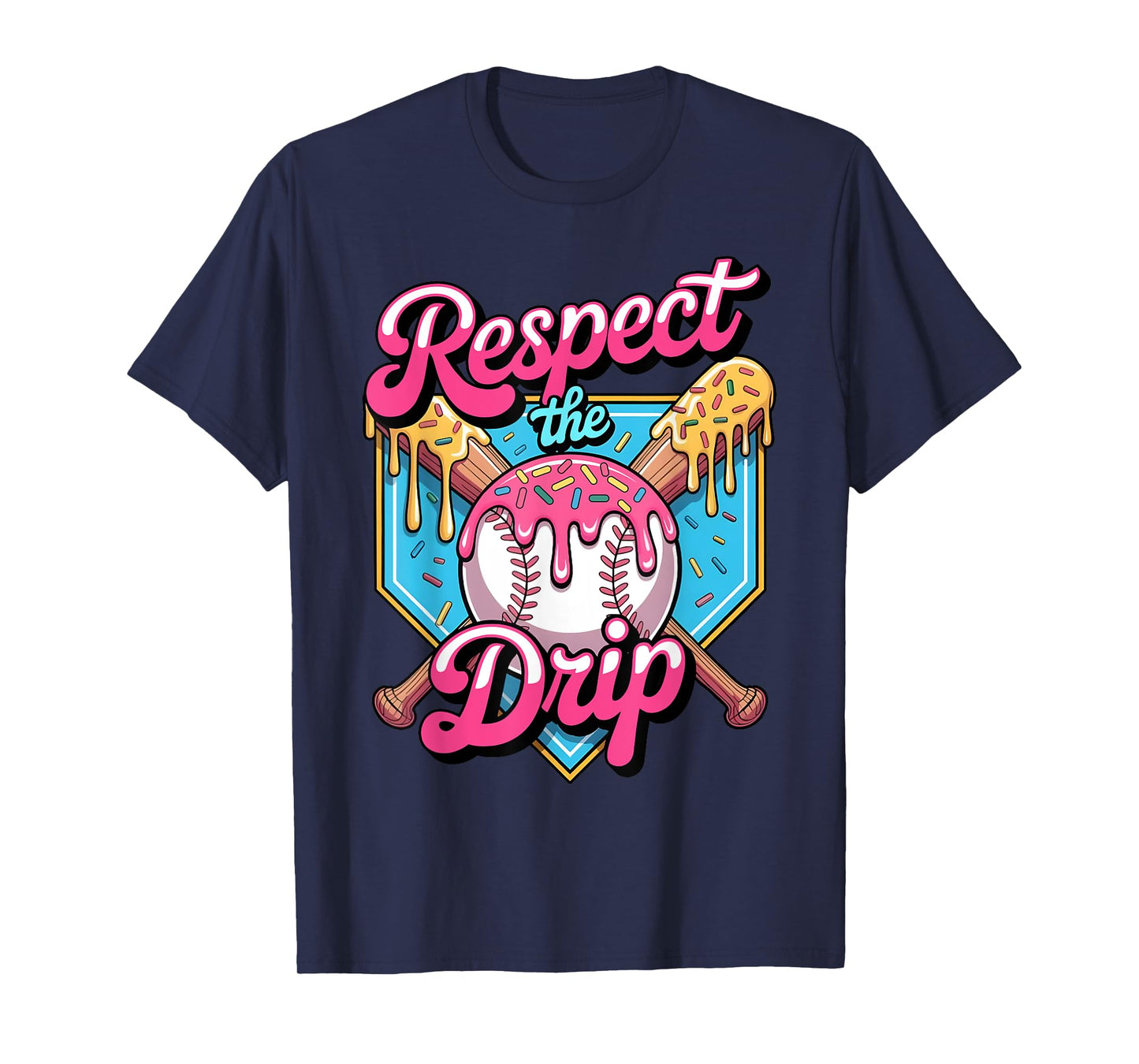 Respect The Drip Baseball Home Plate Ice Cream Dripping T-Shirt
