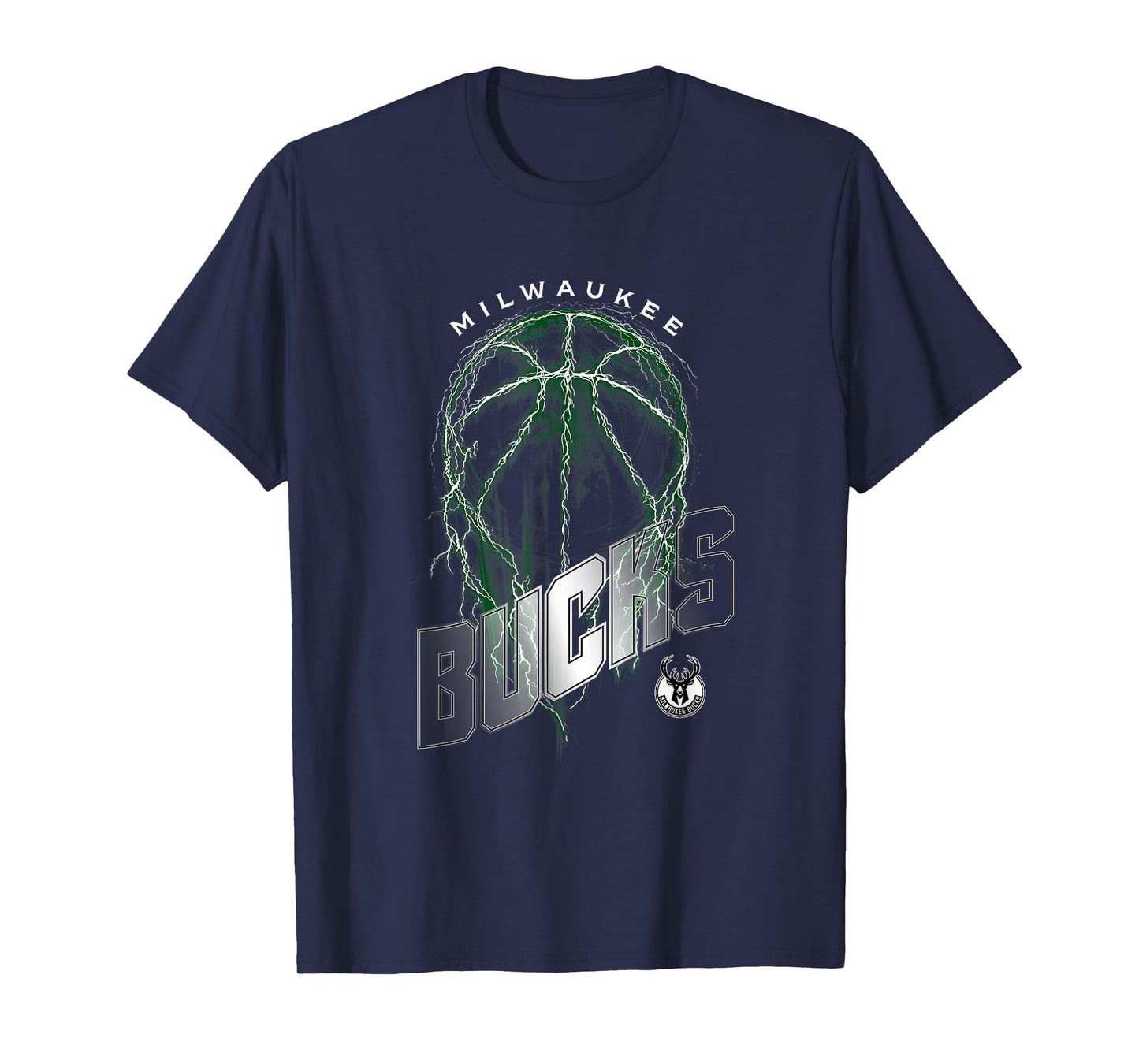 NBA Milwaukee Bucks Lightning Bolt Basketball Logo T-Shirt
