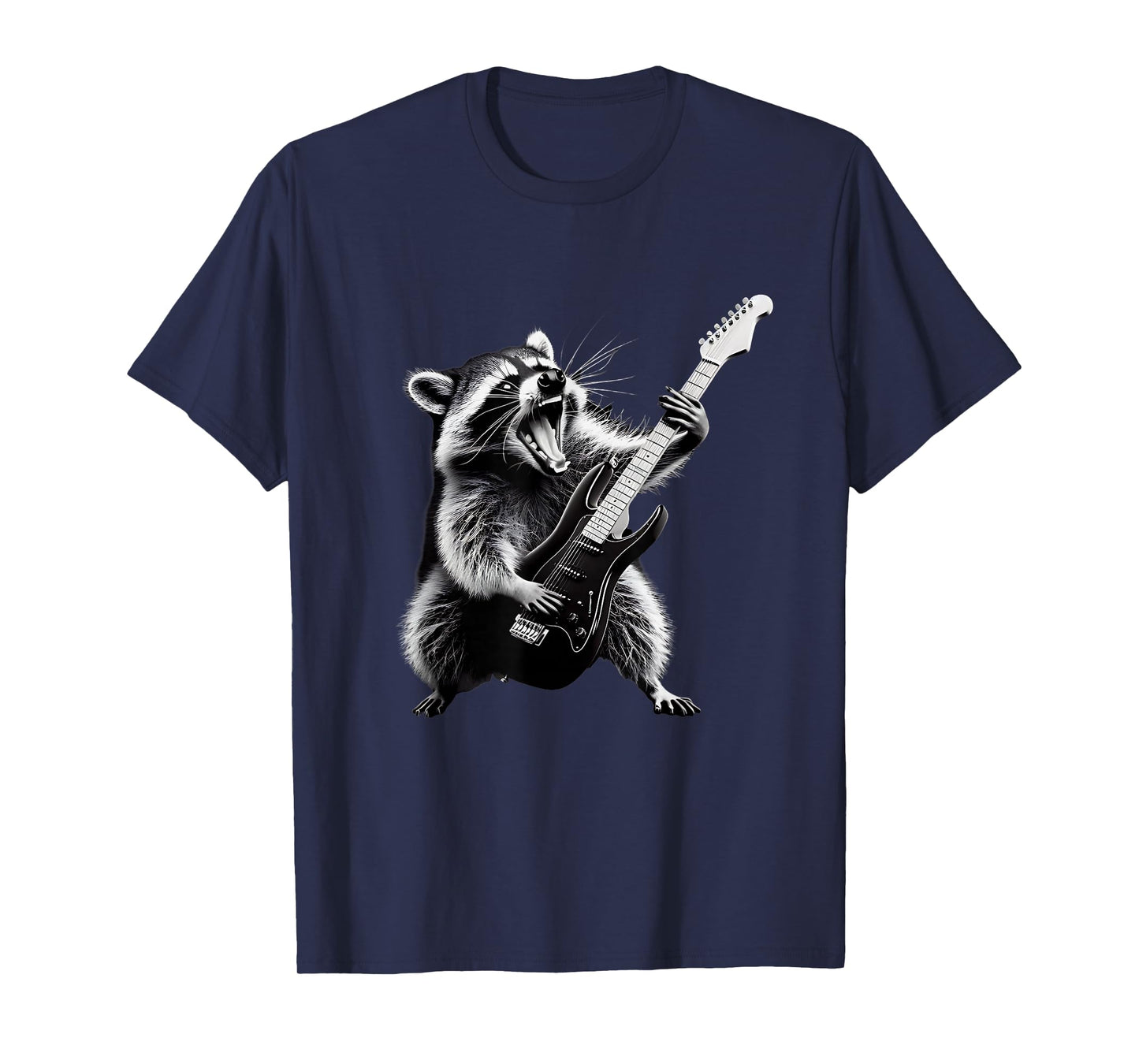 Rock Raccoon Playing Guitar Men Women Kids Funny Raccoon T-Shirt