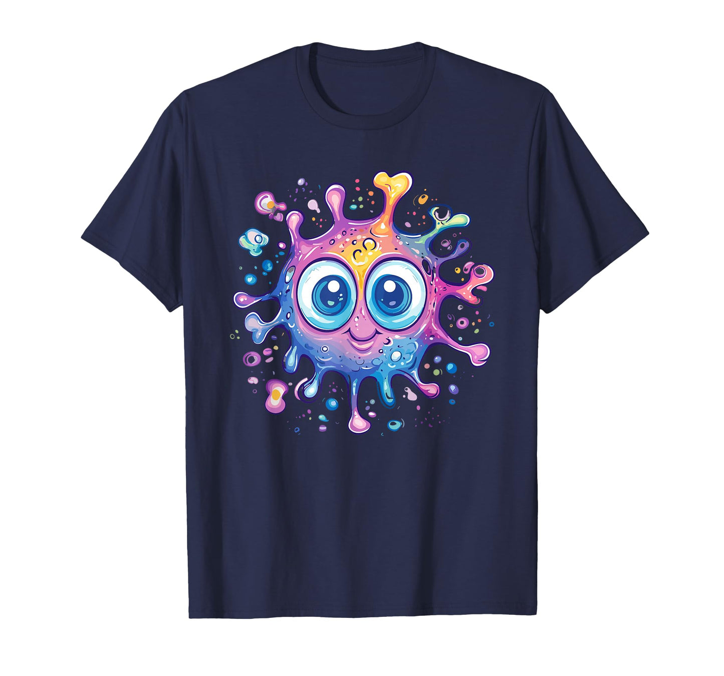 Smiling Colorful Bacteria Cute Pastel Virus Character T-Shirt