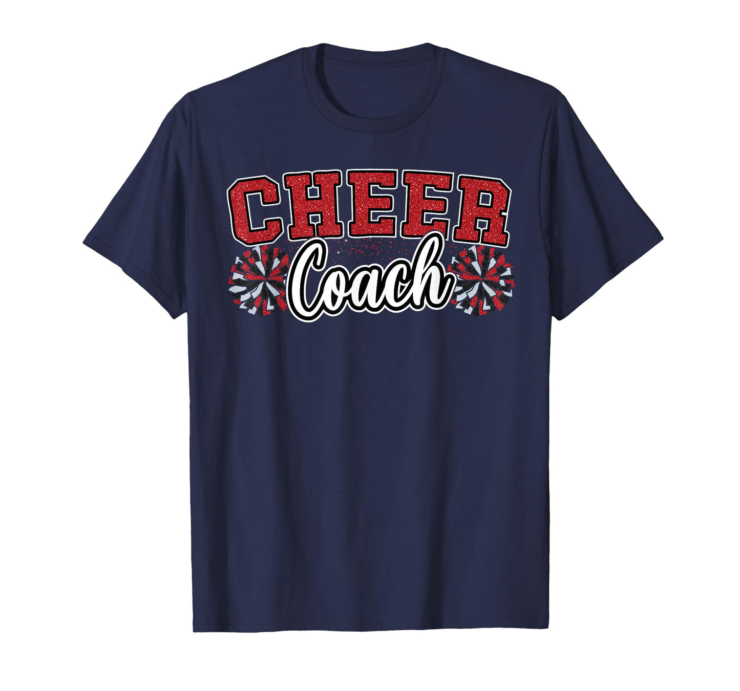 Loud Proud Cheer Coach Pom Poms Red Black Cheerleader Women T-Shirt
