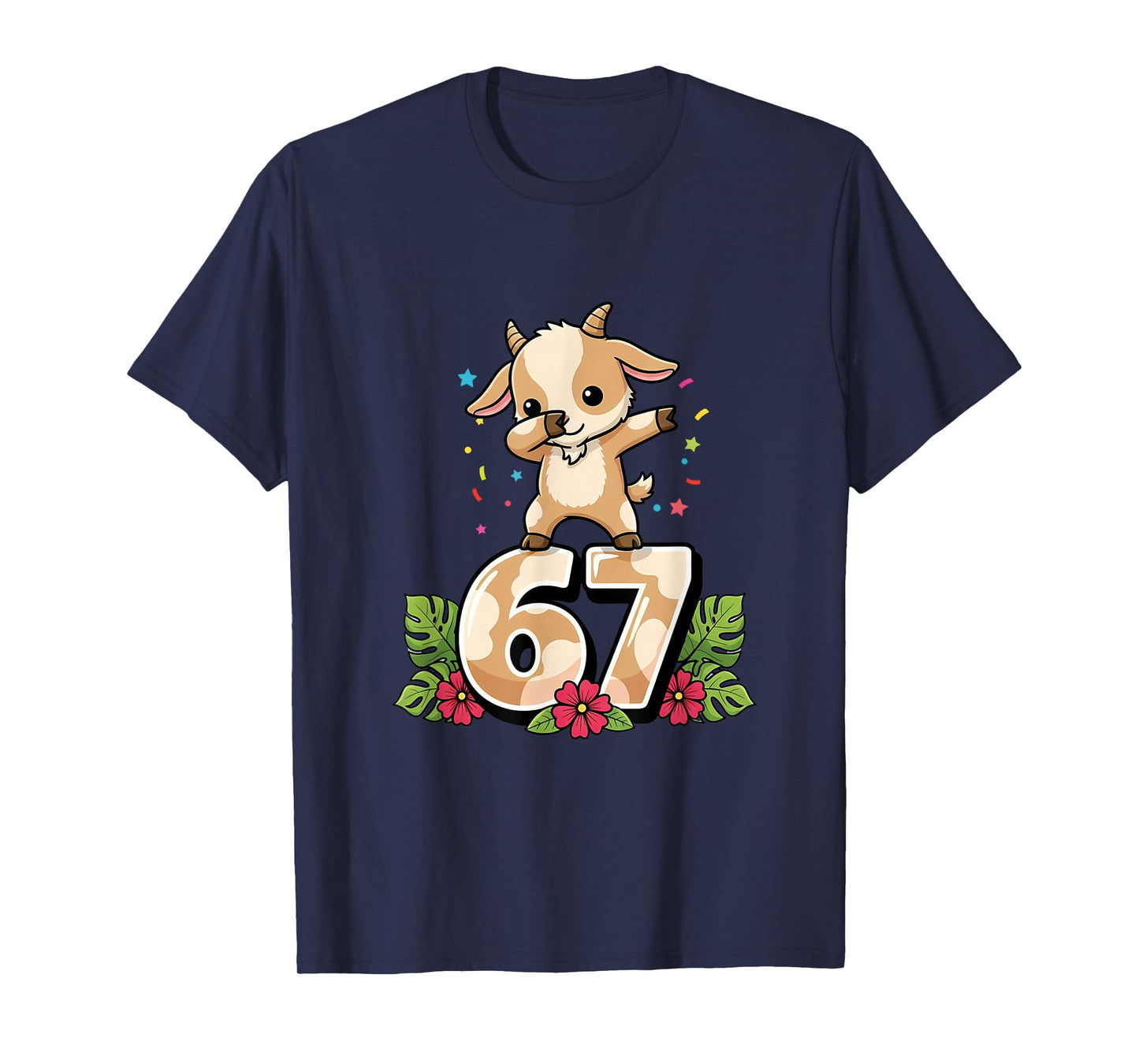 Six Seven Meme Dabbing Baby Goat 67 Funny Gen Z Apha T-Shirt