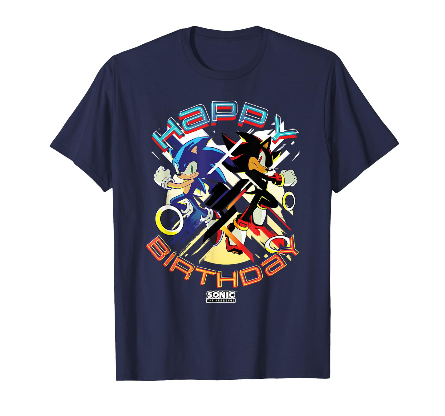 Sonic The Hedgehog Happy Birthday Sonic Shadow Chest Poster T-Shirt