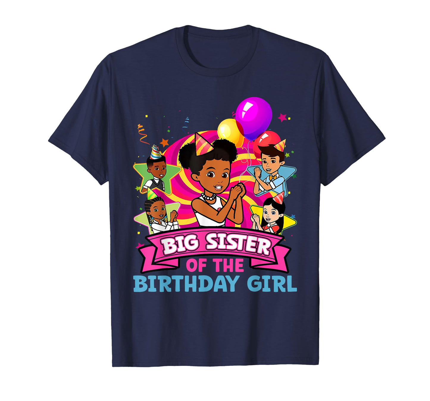 Big Sister Birthday Girl Party Pink Doll Family Decorations T-Shirt