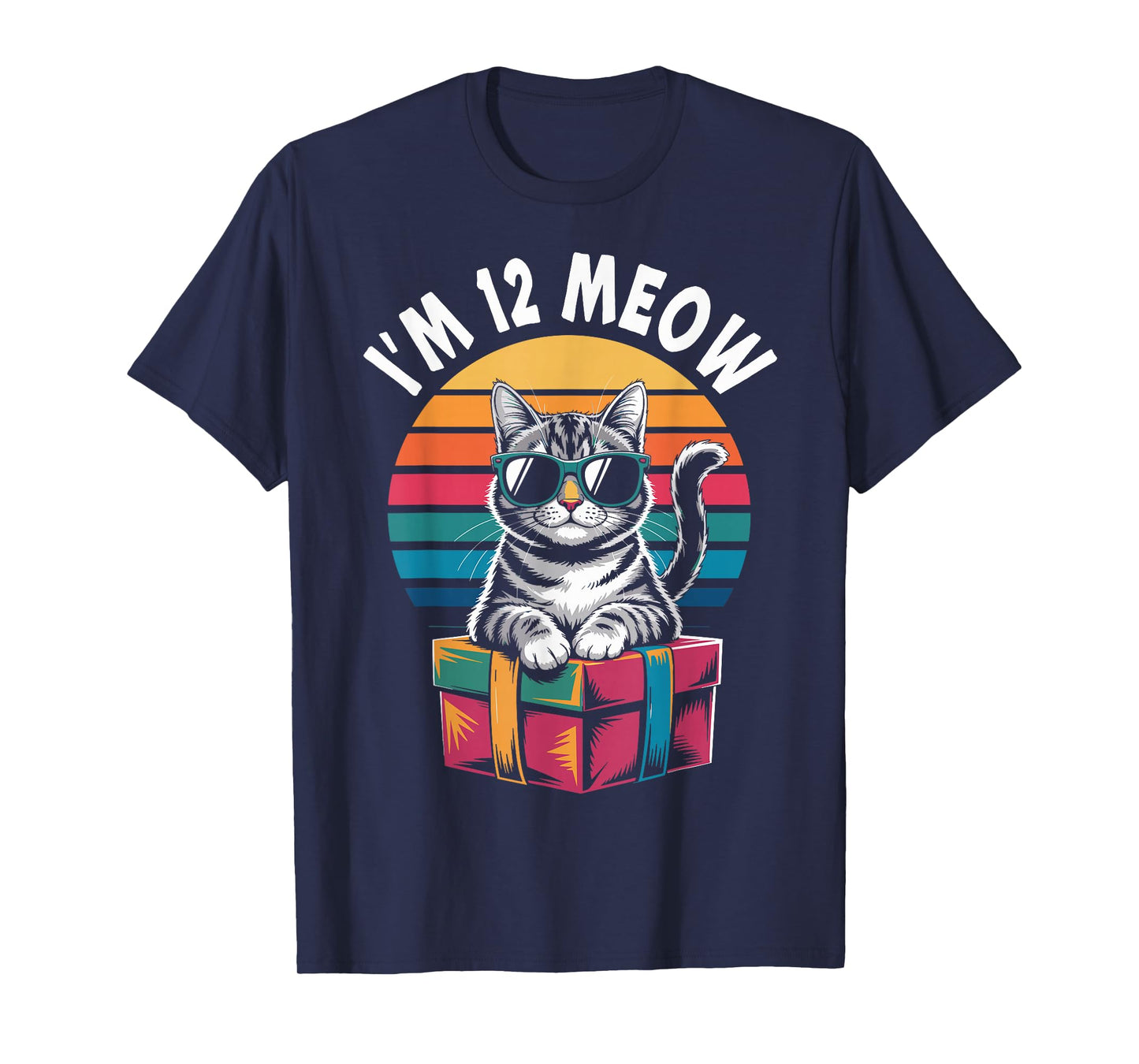 12th Birthday 12 Years Old I’m 12 Meow Funny Cat Birthday T-Shirt