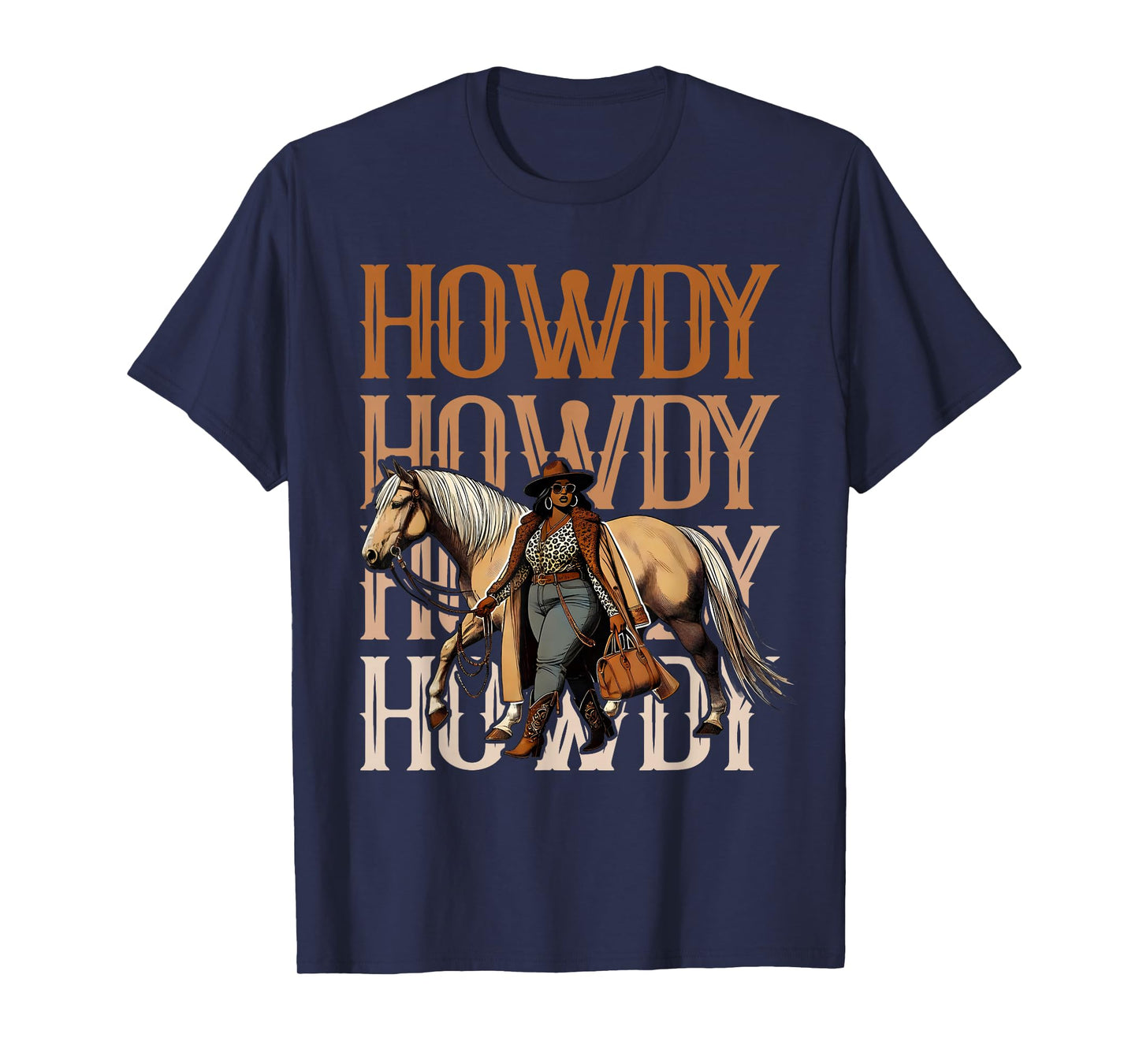 Howdy Black Cowgirl Country Western Rodeo Melanin Texas T-Shirt