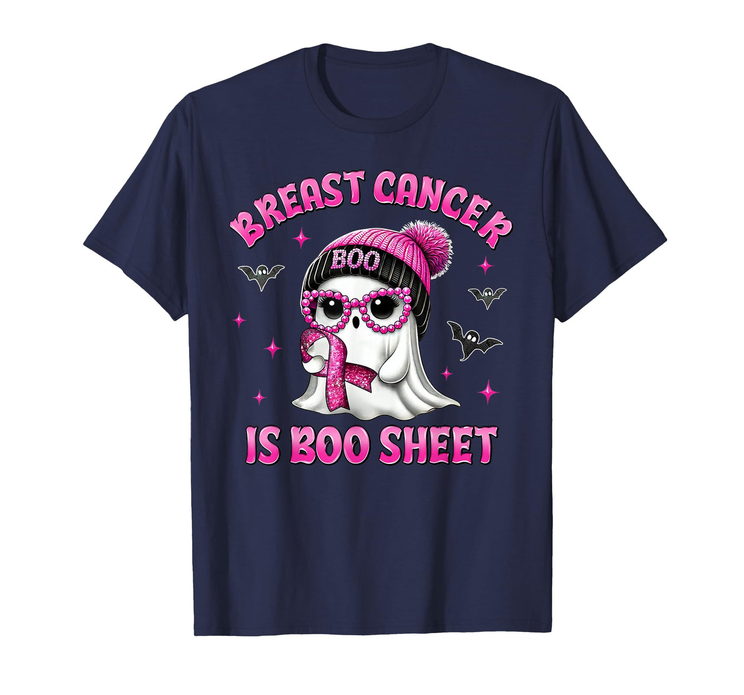 Breast Cancer Is Boo Sheet Pink Ribbon Funny Ghost Halloween T-Shirt