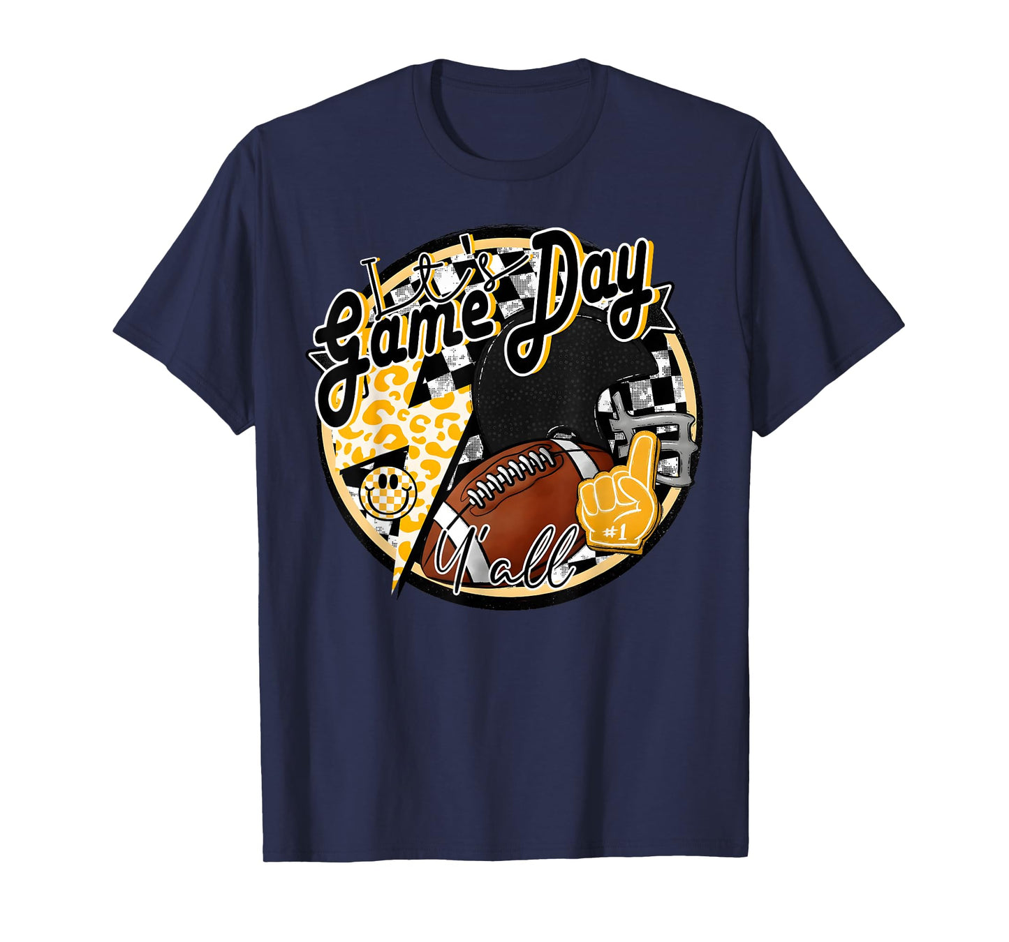 It's Game Day Y'all Retro Football Team Spirit Black & Gold T-Shirt