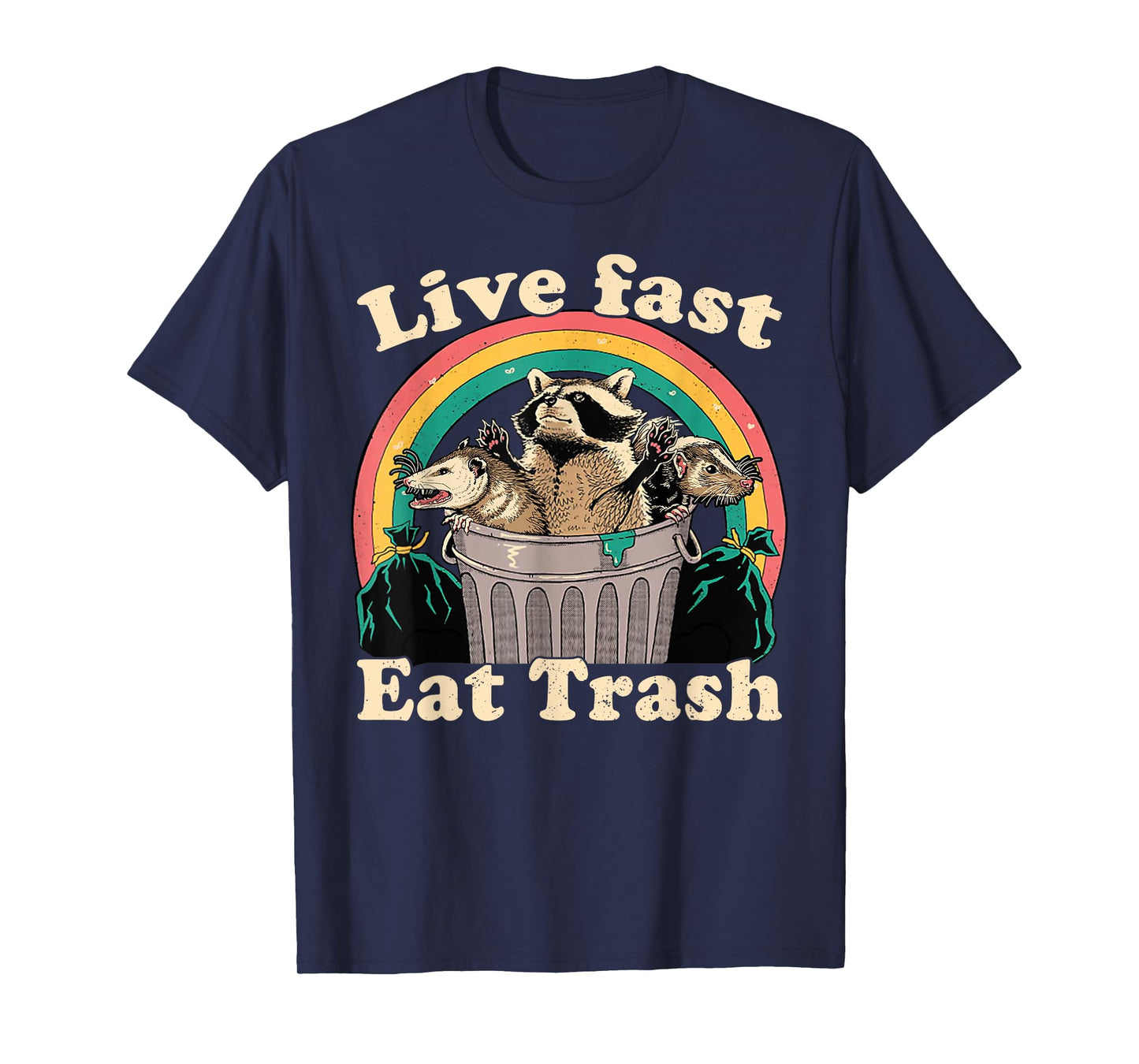 Opossum Raccoon Skunk Live Fast Eat Trash Street Cats Squad T-Shirt