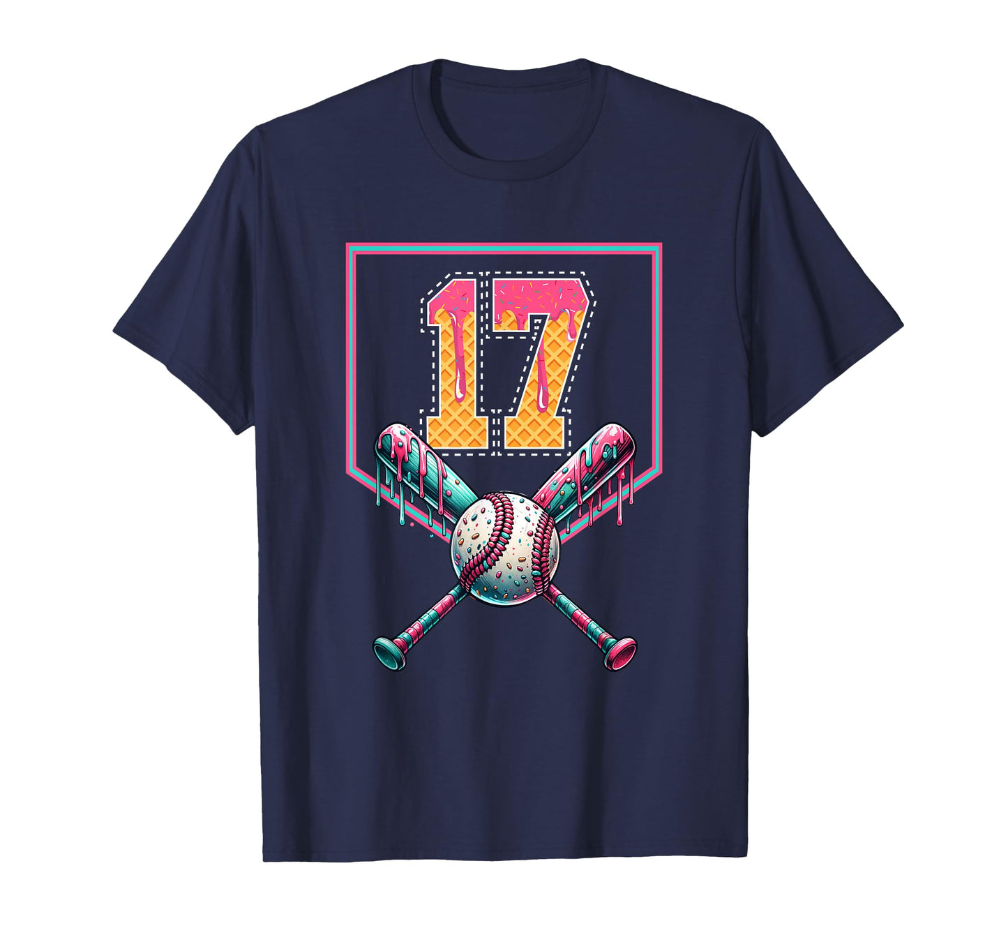 Baseball Drip Number 17 Player Or 17th Birthday Drip Style T-Shirt