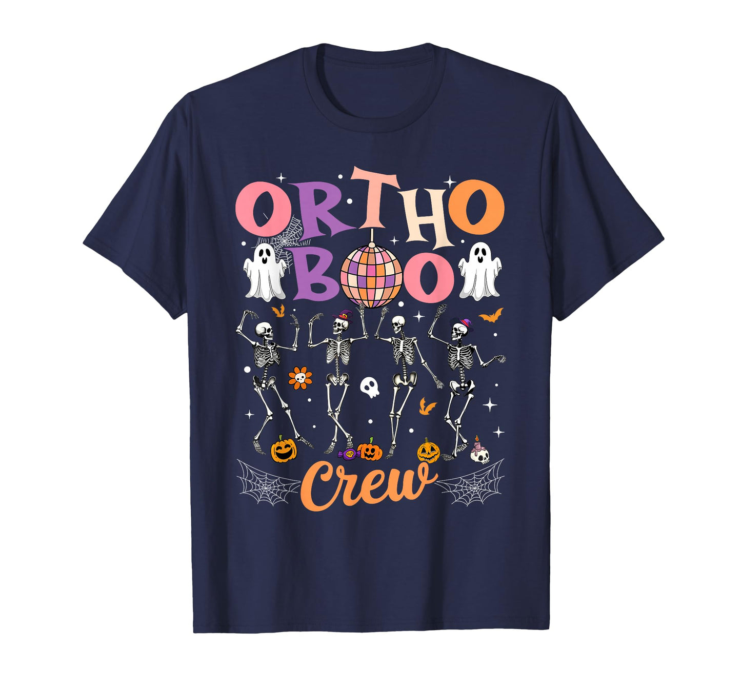 Ortho Orthopedic Halloween Boo Crew Skeleton Dancing Nurse T-Shirt