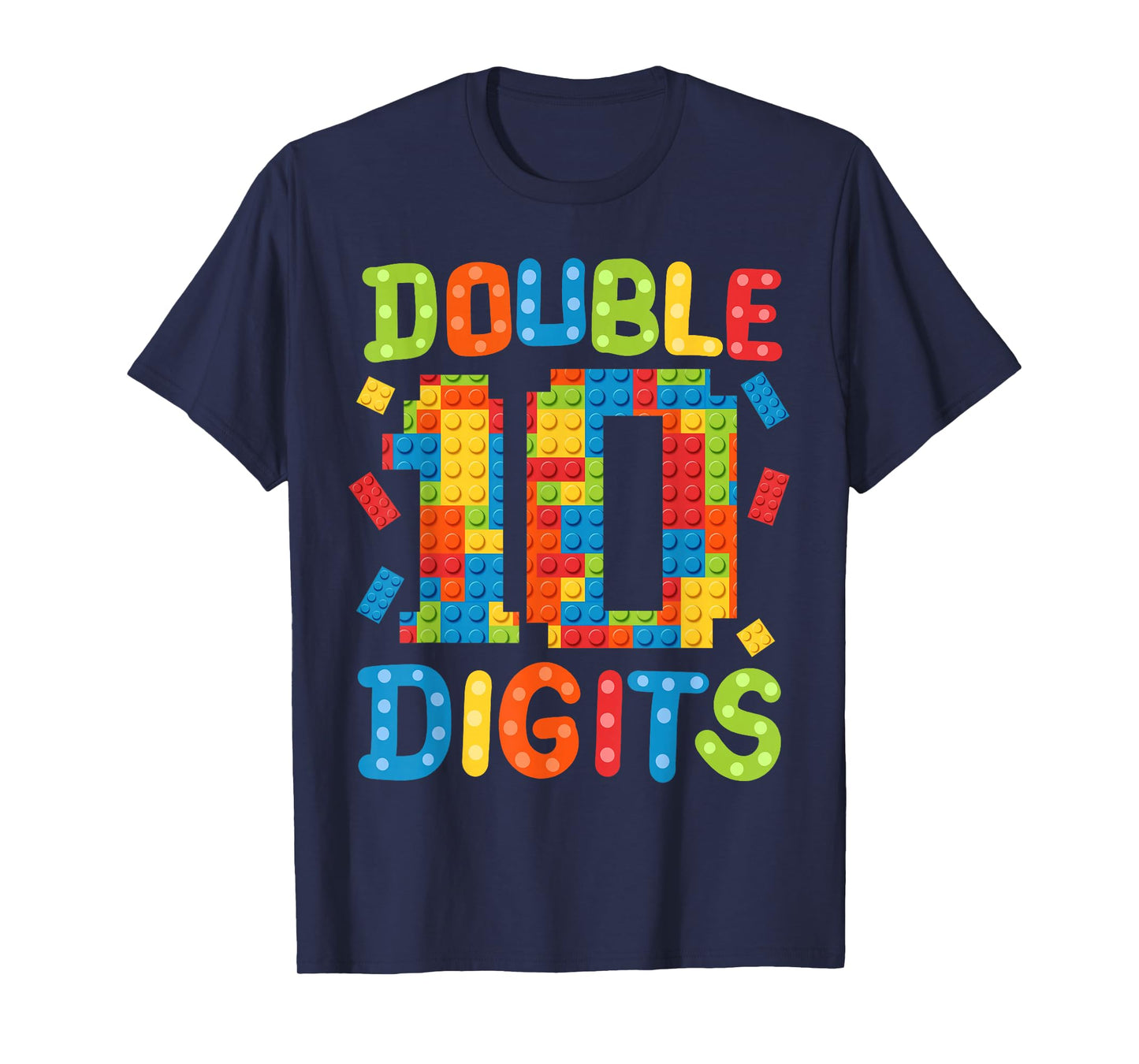 10th Birthday Double Digits Building Blocks 10 Years Old Kid T-Shirt
