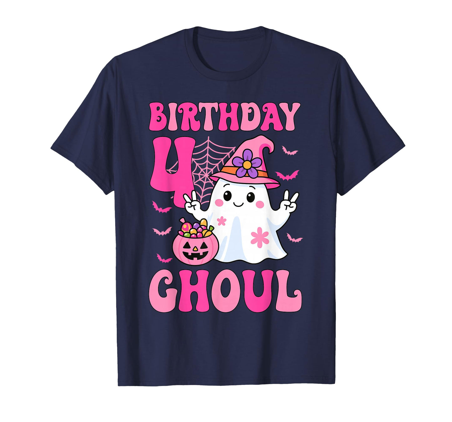 I'm 4 Years Old Girls Cute Ghost It's My 4th Birthday Ghoul T-Shirt