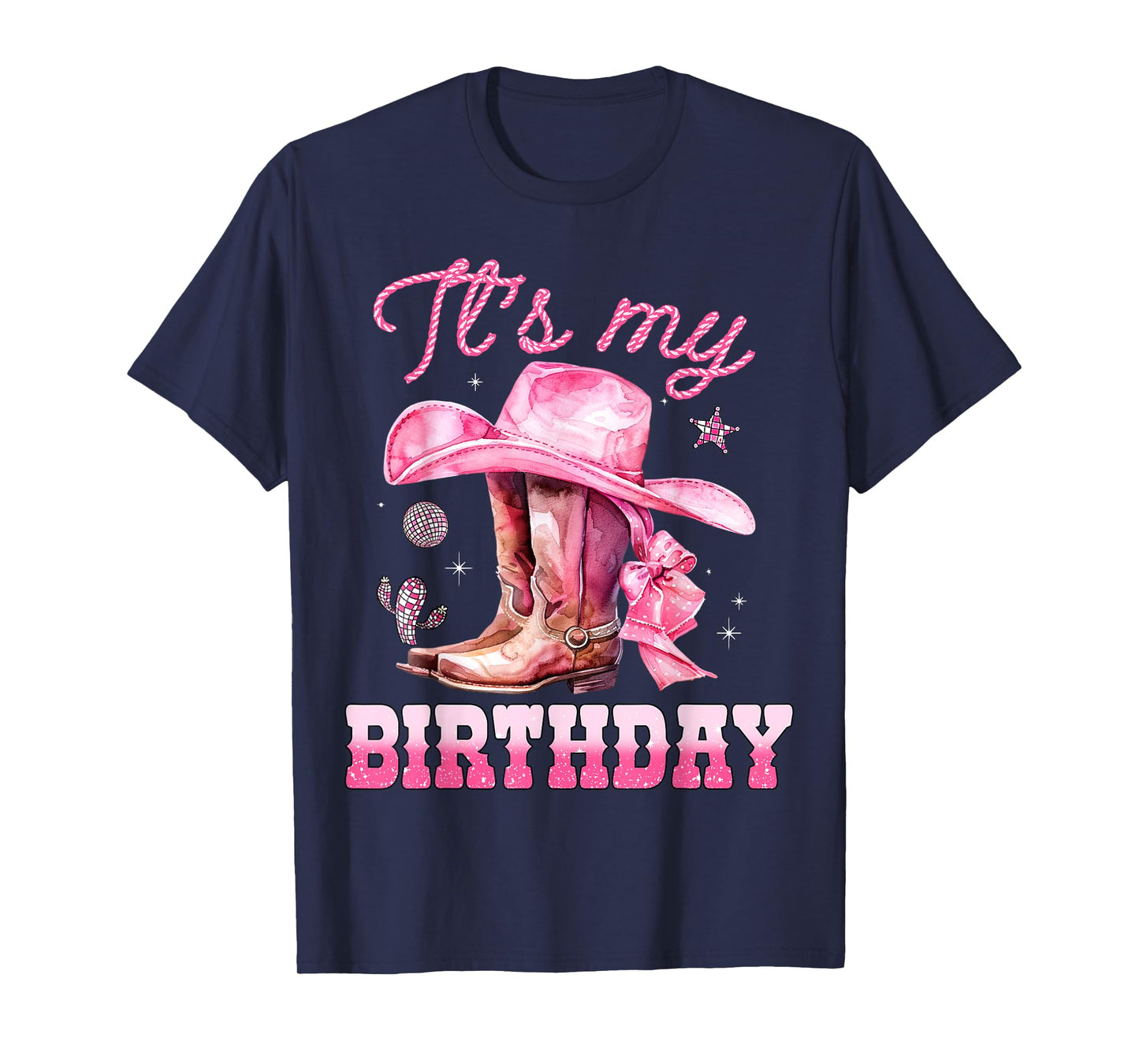 Birthday Girl It's My Birthday Pink Western Cowgirl Birthday T-Shirt