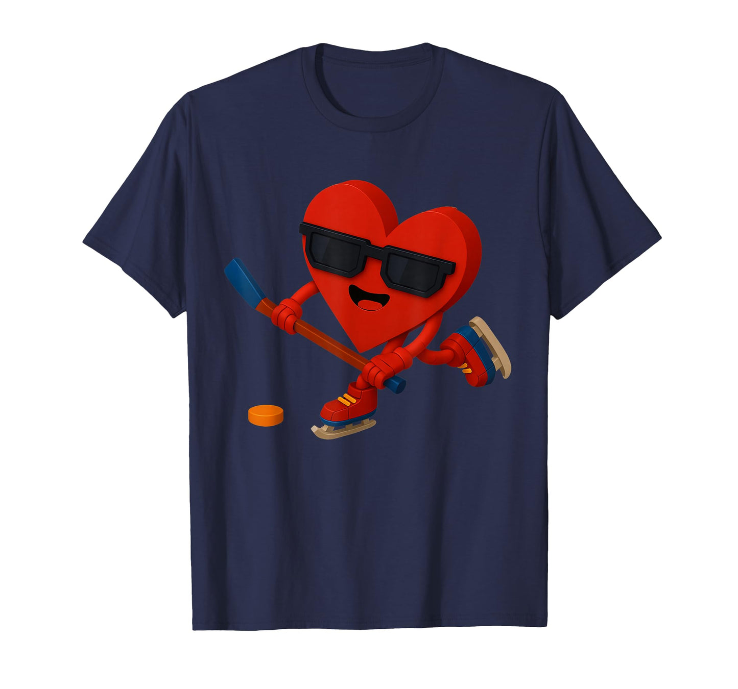 Ice Hockey Valentines Day Cute Funny Heart Love Boys Kids T-Shirt