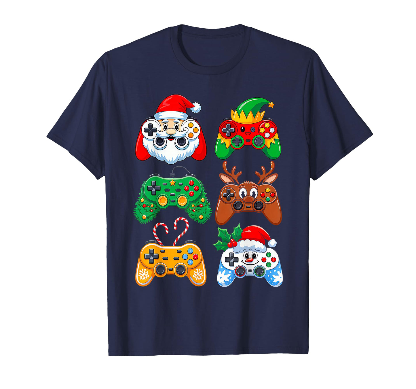 Christmas Santa Elf Gaming Controllers Gamer Xmas Boys Kids T-Shirt