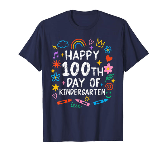 100 Days of Kindergarten Happy 100th Day of School Teachers T-Shirt