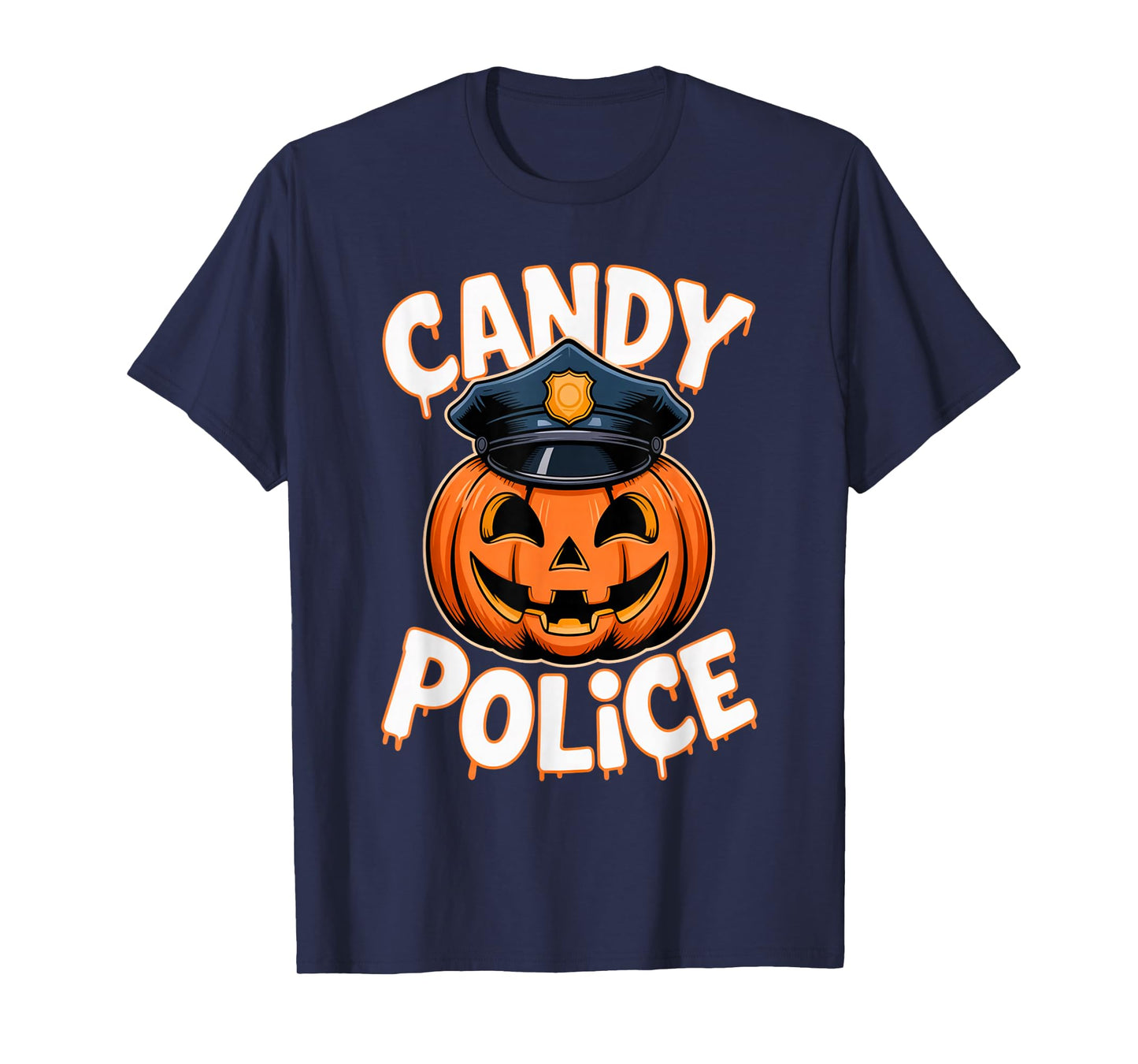 Candy Police Funny Halloween Pumpkin Jack o Lantern T-Shirt