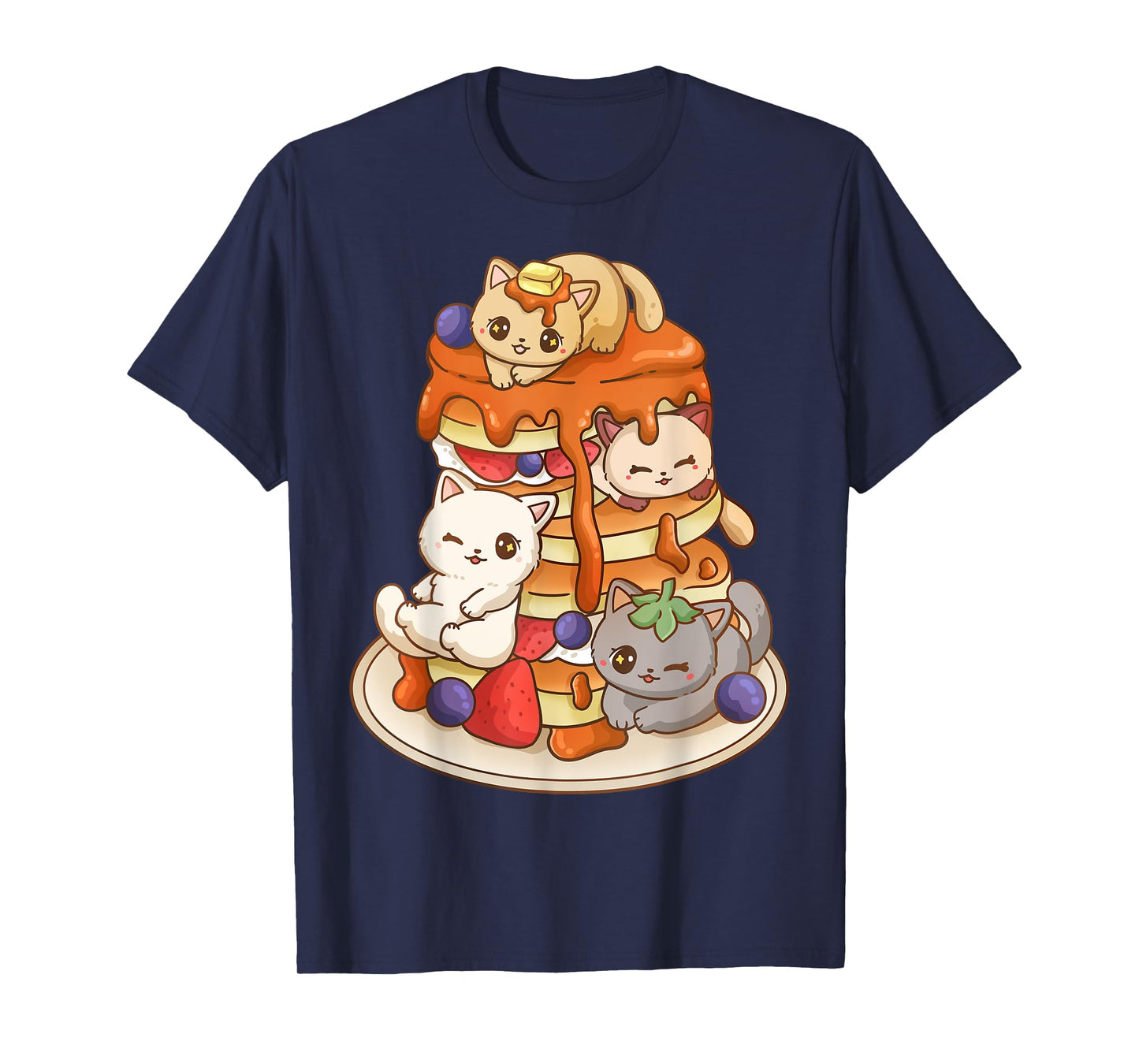 Cat Pancake Stack Kawaii Anime Cat Funny T-Shirt