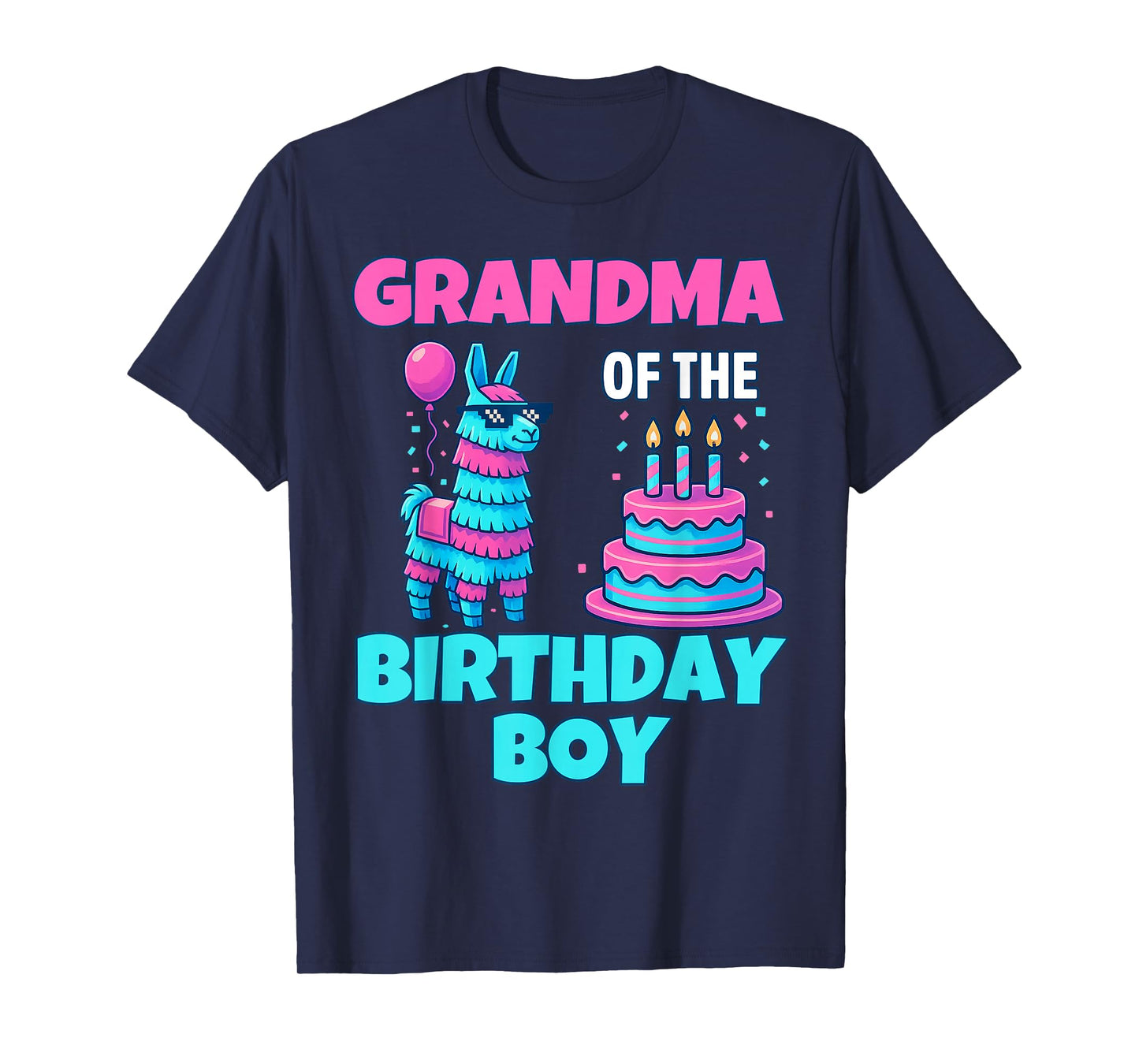 grandma Birthday Boy Llama Pinata Party family mathing women T-Shirt