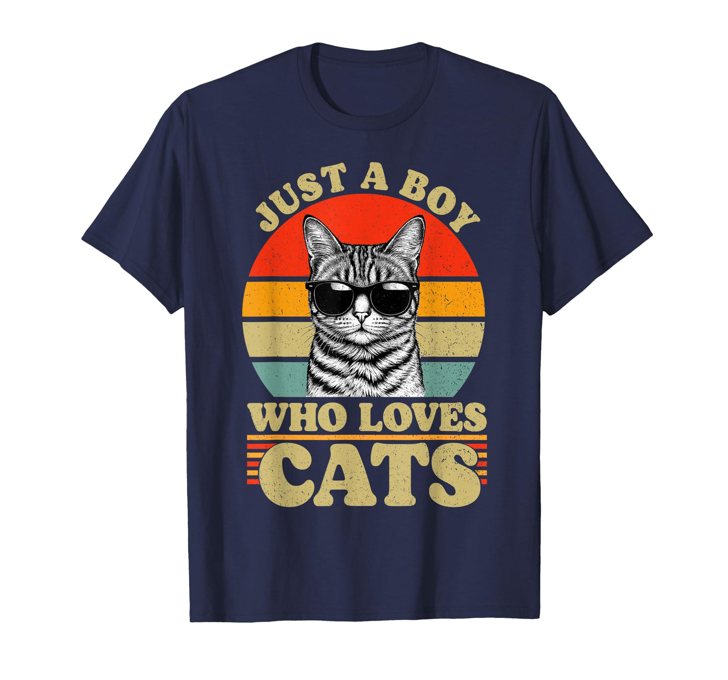 Just A Boy Who Loves Cats Vintage for Mens Kids Boys T-Shirt