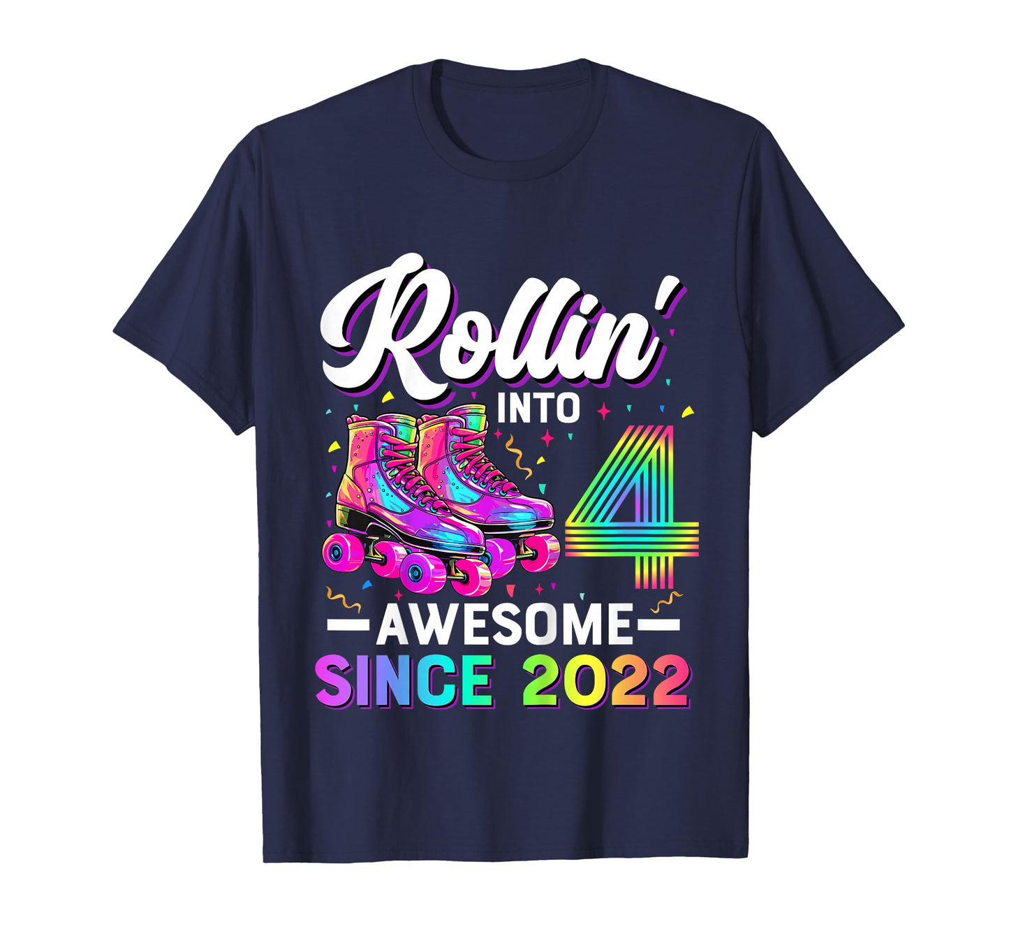 Kids 4th Birthday Shirt Girl Four 4 Year Old Roller Skate Skating T-Shirt